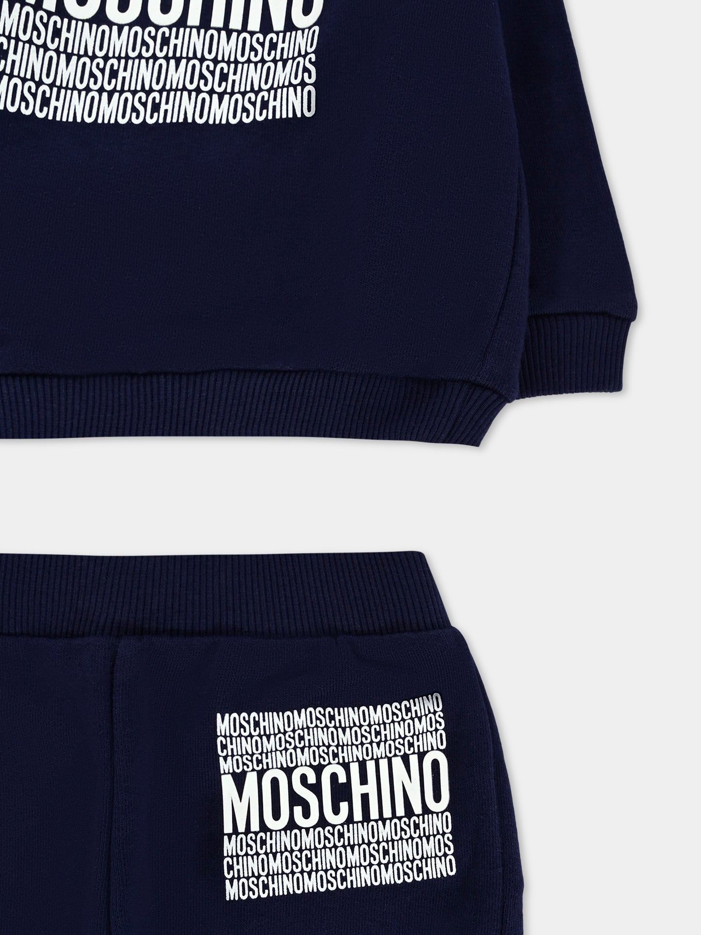 Completo blu per neonato con logo,Moschino Kids,MMK02W LCA74 40016