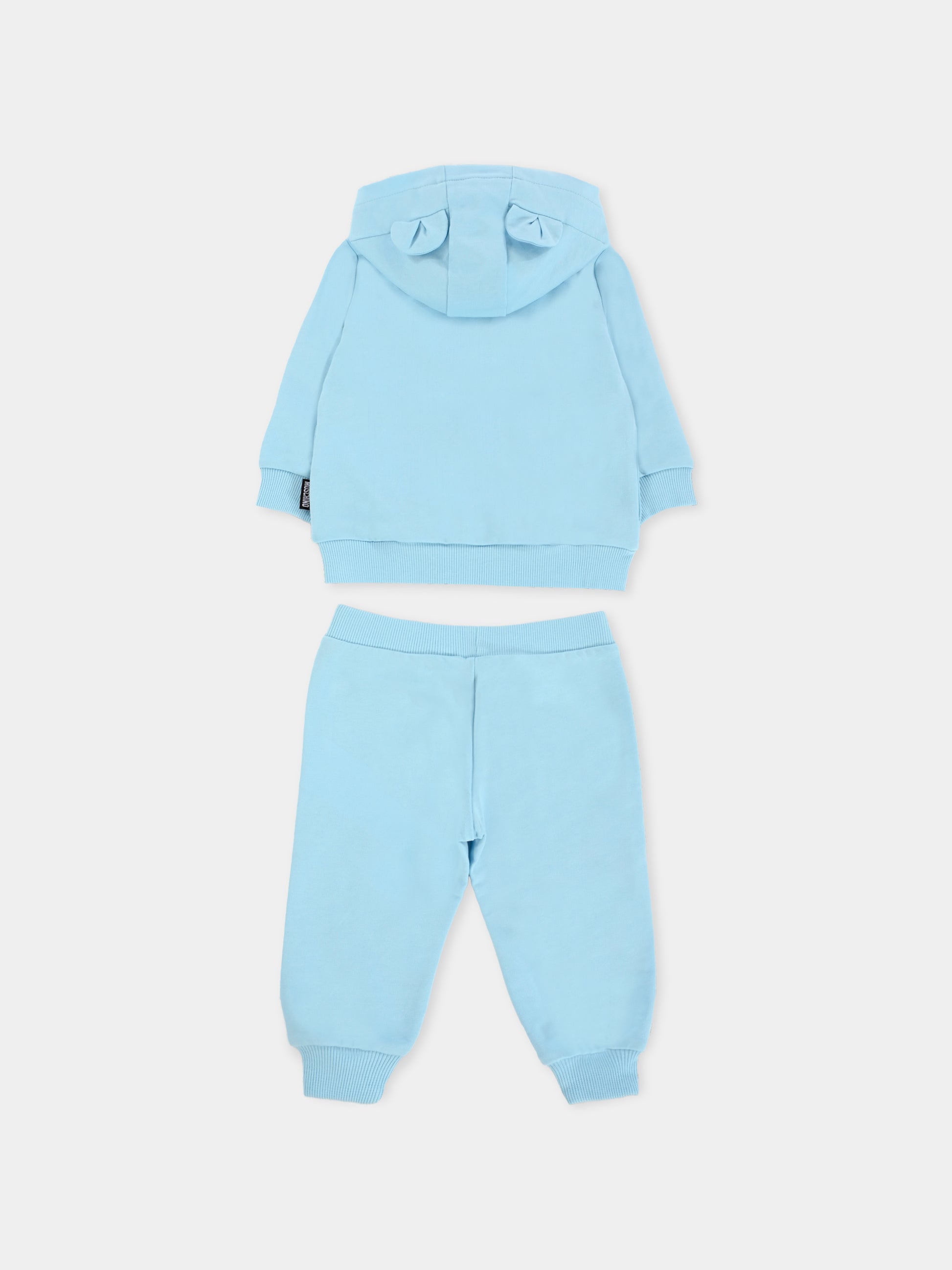 Completo celeste per neonato con Teddy Bear,Moschino Kids,MNK04P LCA19 40304