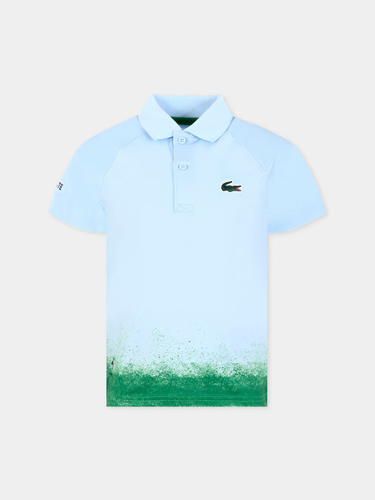 Polo celeste per bambino con coccodrillo,Lacoste,DJ8492 JI6