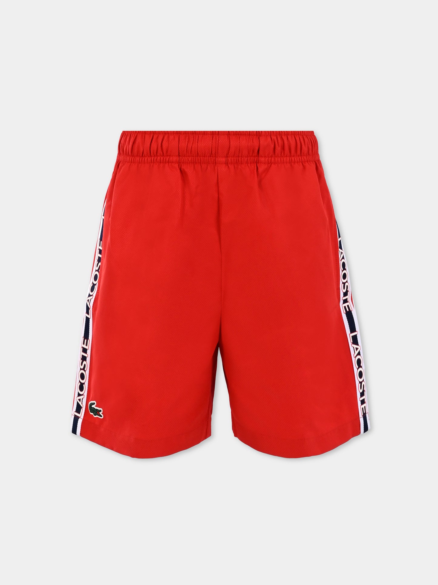 Shorts rossi per bambino con logo e coccodrillo,Lacoste,GJ8485 ZBG