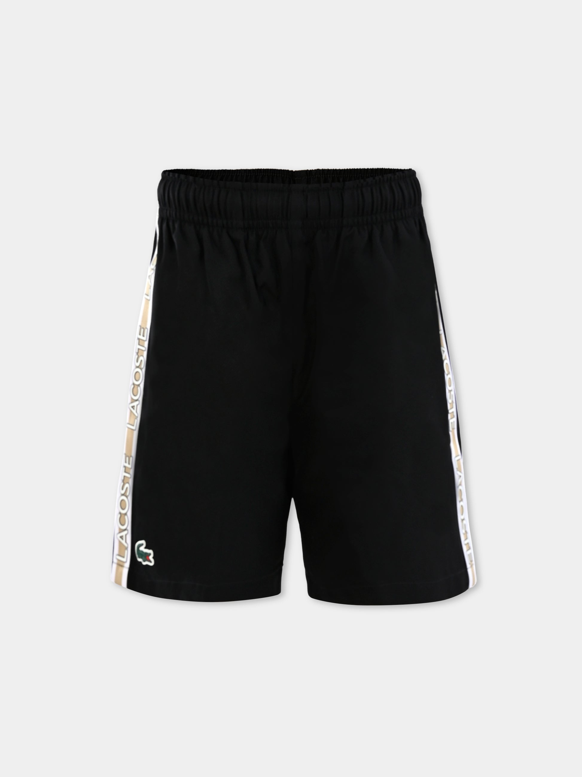 Shorts neri per bambino con logo e coccodrillo,Lacoste,GJ8485 031