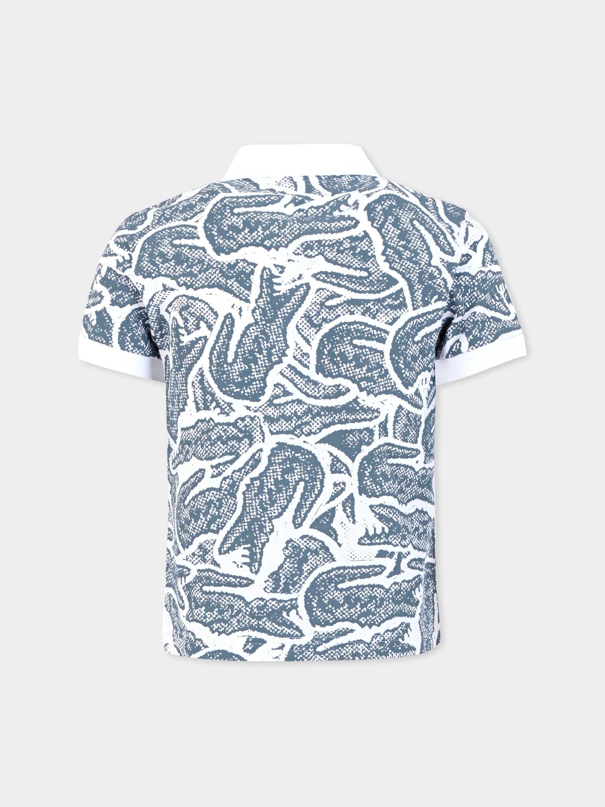 Polo bianca per bambino con coccodrillo all over,Lacoste,PJ8466 I0N