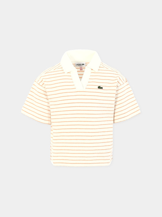 Polo bianca per bambina con coccodrillo,Lacoste,PJ8500 CKI