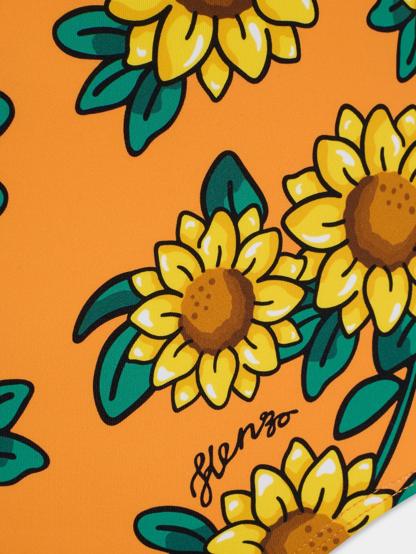 Costume intero arancione per bambina con stampa girasole,Kenzo Kids,K60983 423
