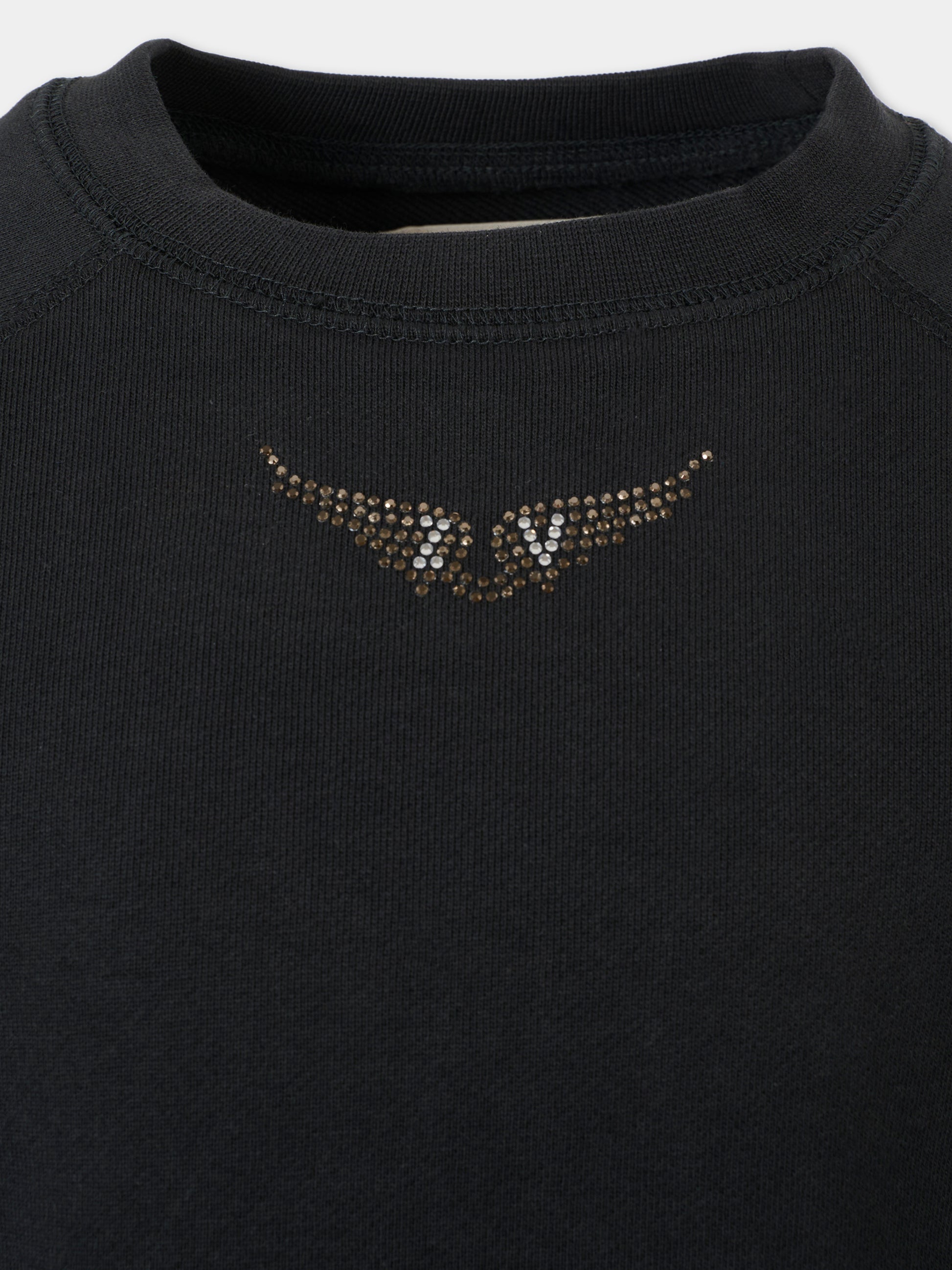 Felpa nera per bambina con scritta,Zadig & Voltaire Kids,X60326 09B