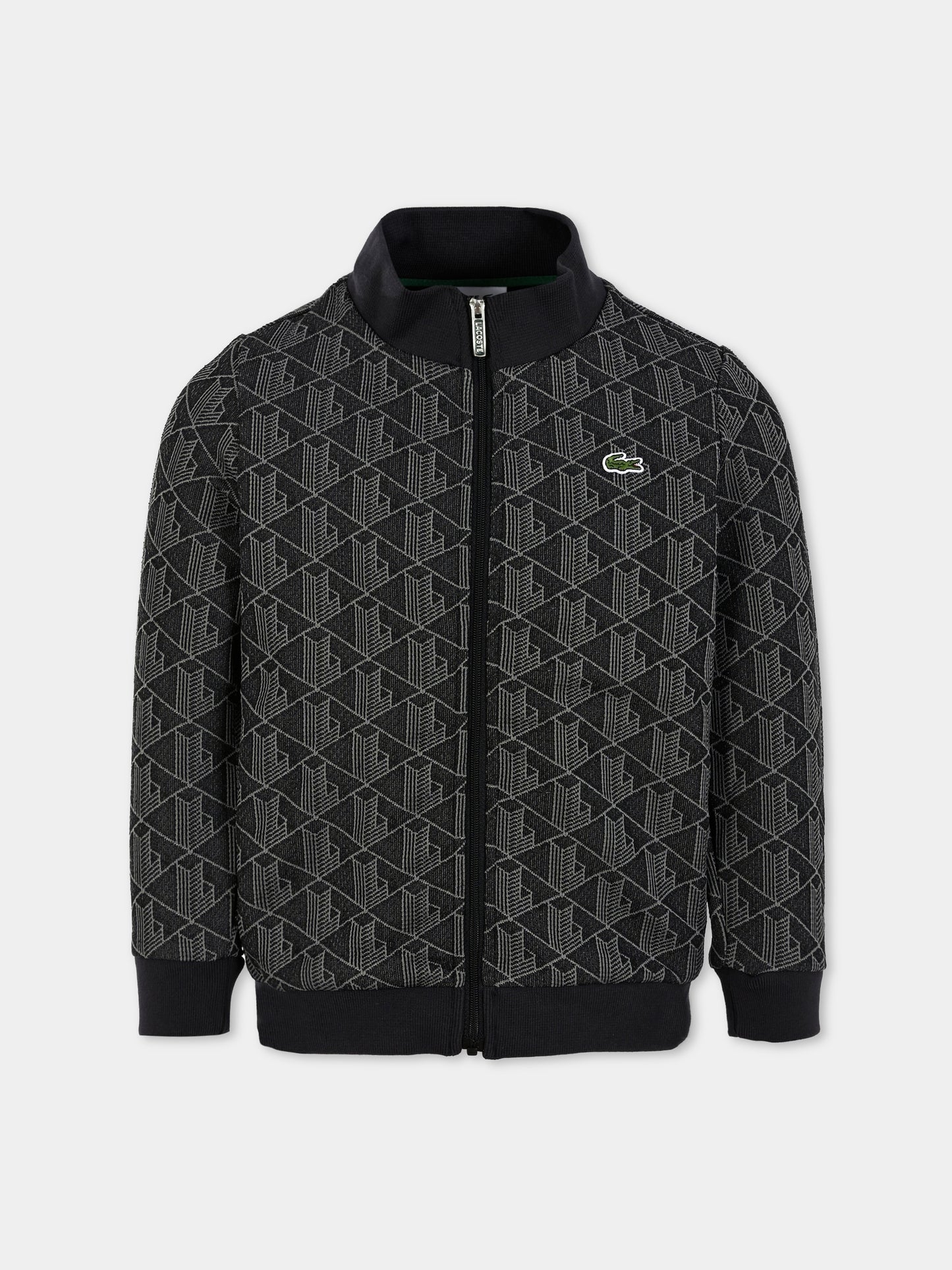 Felpa nera per bambini con logo all over,Lacoste,SJ1233 4PC