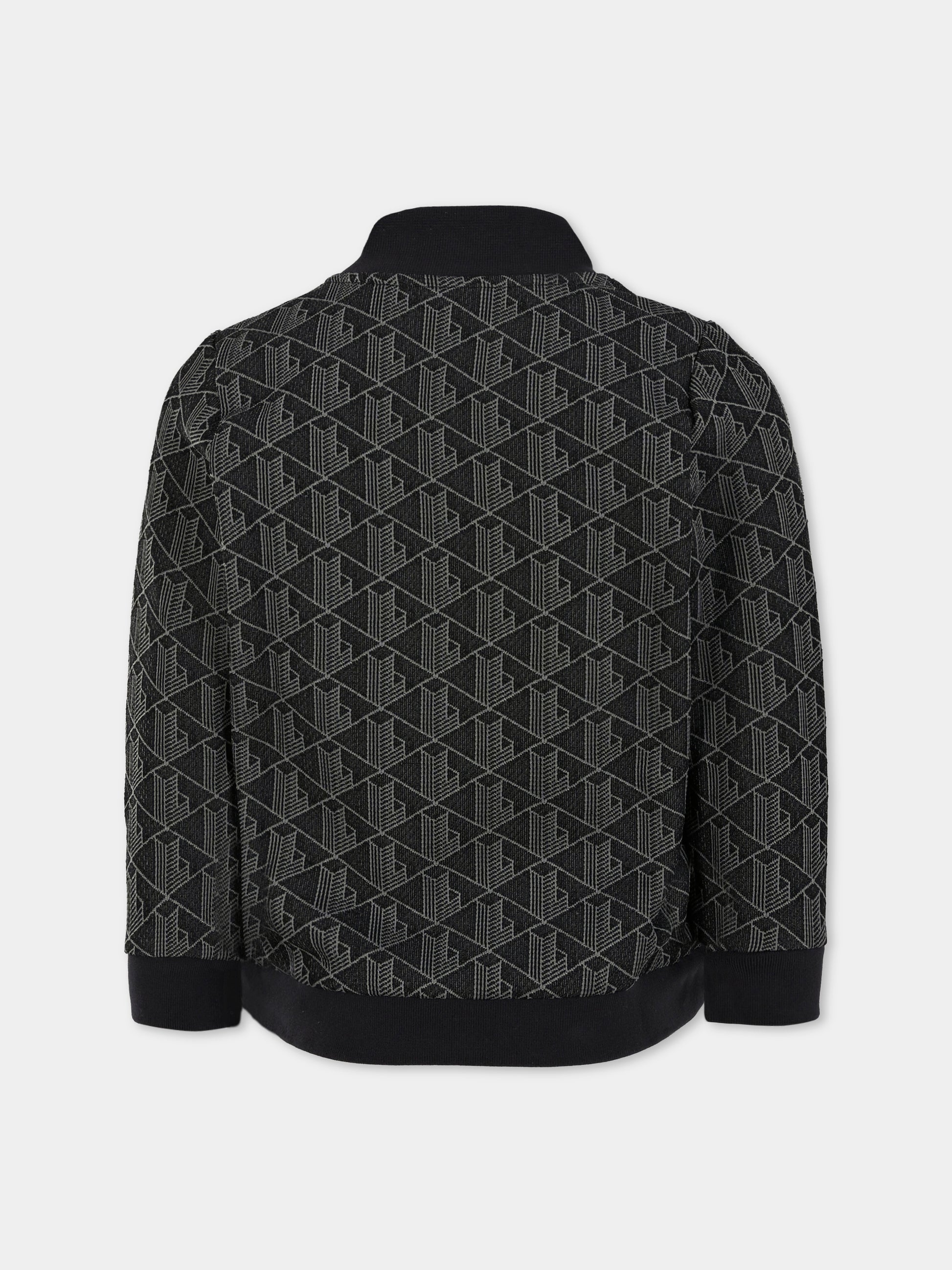 Felpa nera per bambini con logo all over,Lacoste,SJ1233 4PC