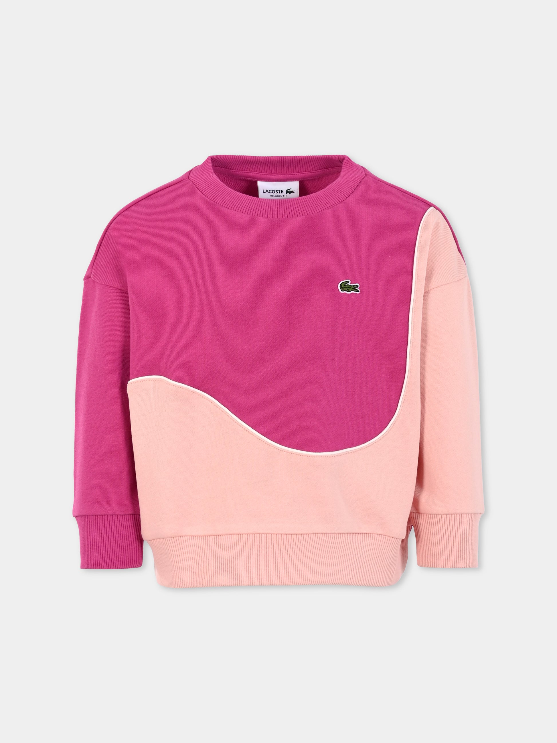 Felpa fucsia per bambina con coccodrillo,Lacoste,SJ8436 DI9