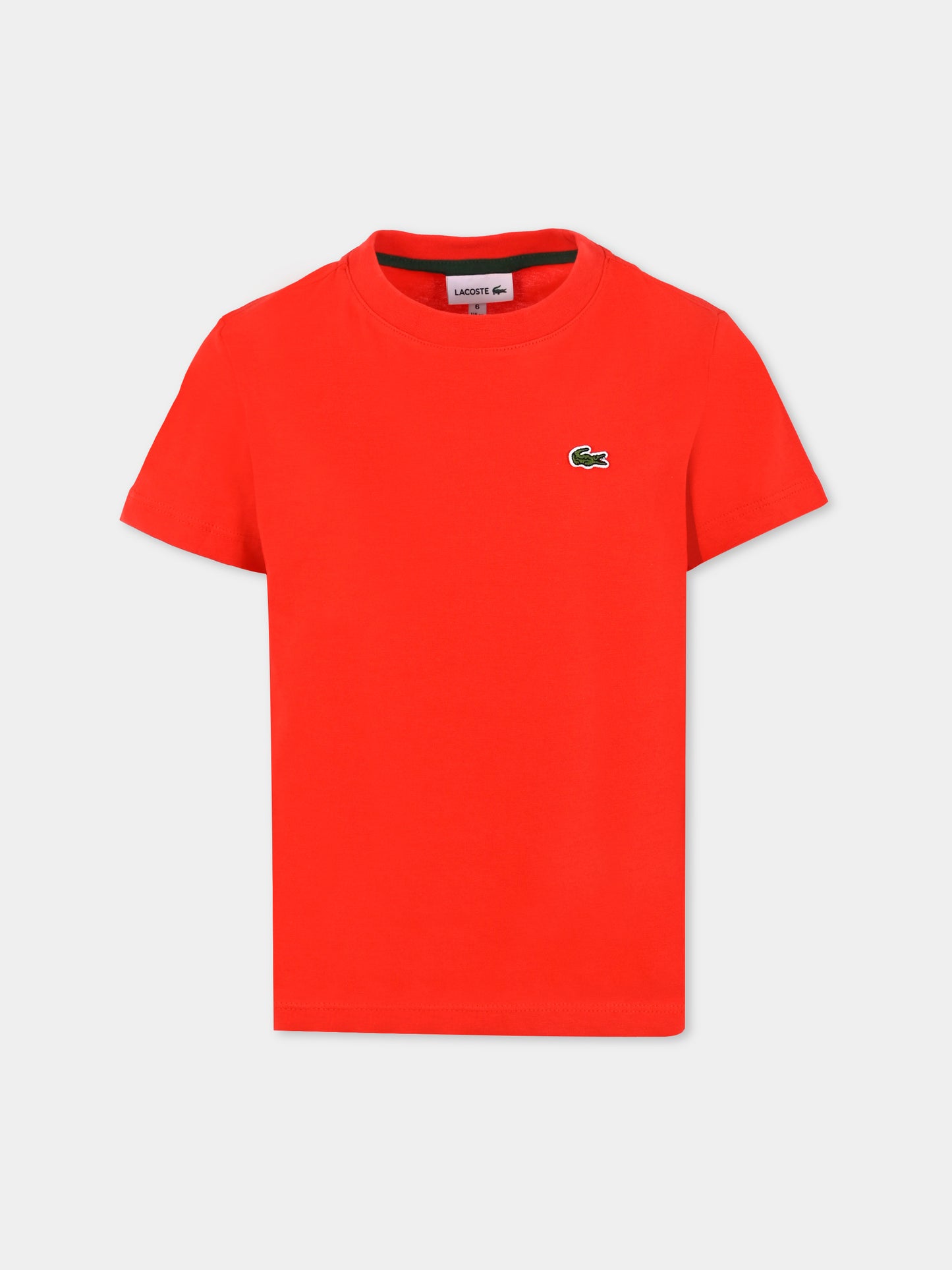 T-shirt rossa per bambini con coccodrillo,Lacoste,TJ1122 ZGB