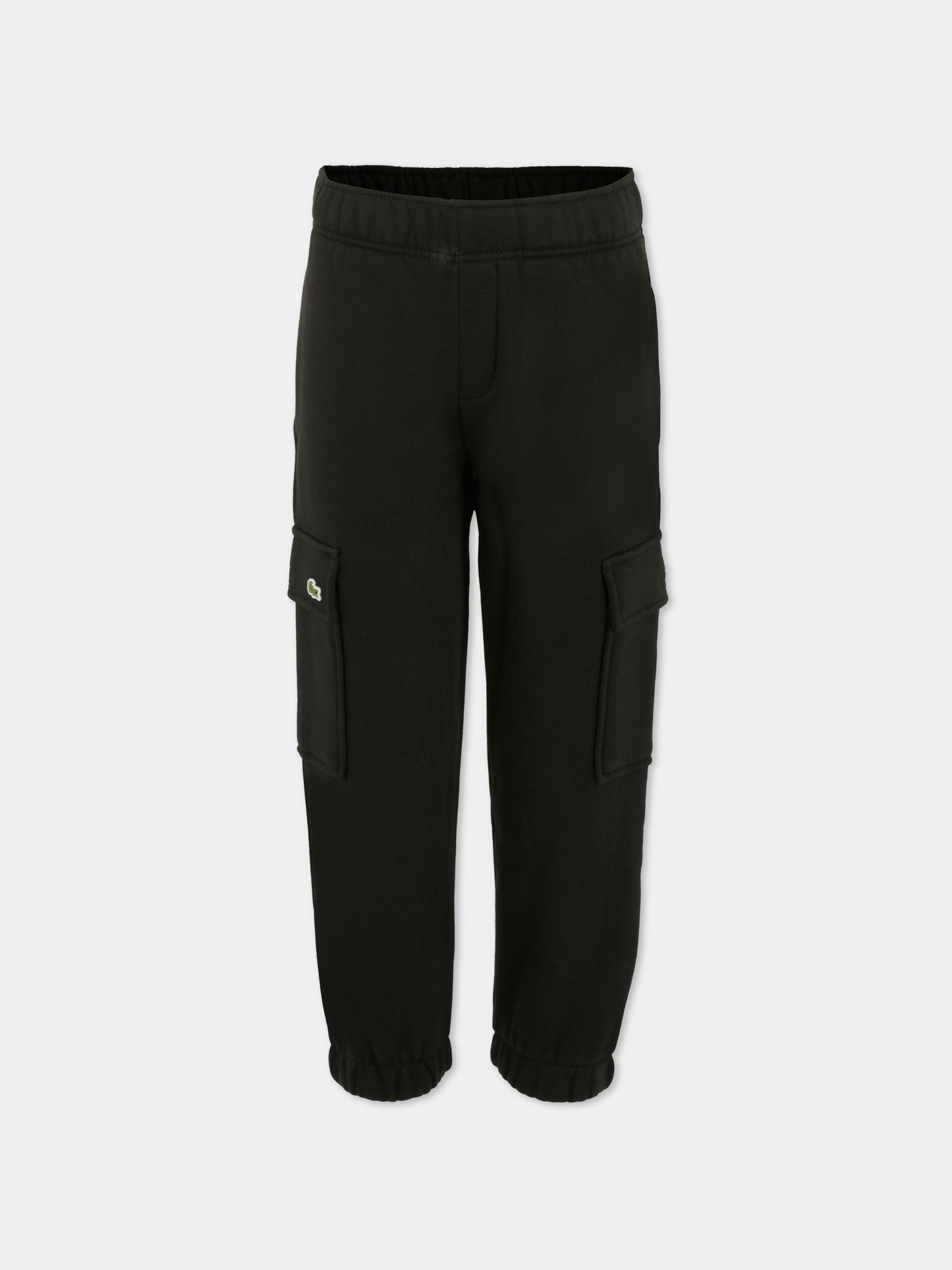 Pantaloni neri per bambini con coccodrillo,Lacoste,XJ7345 031