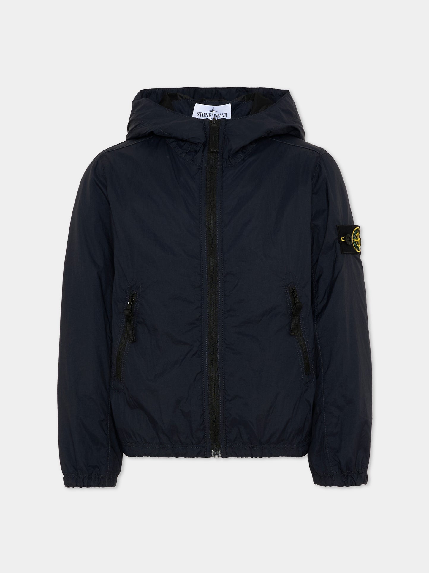 Giacca a vento blu per bambini con Compass Patch,Stone Island Junior,L1S16 4100012 S0203 - V0020
