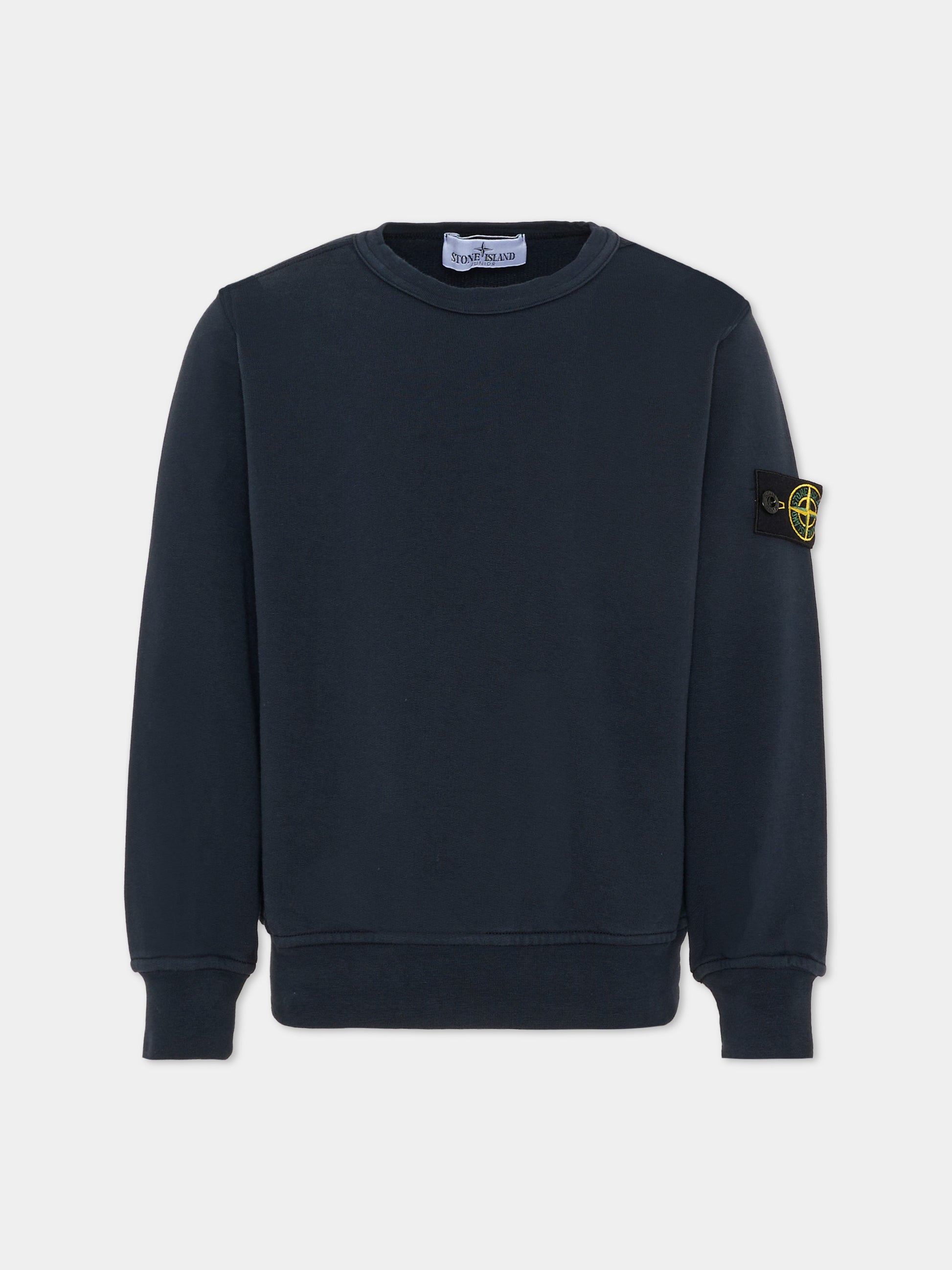 Felpa blu per bambino con bussola,Stone Island Junior,L1S16 6100005 S0040 - V0020