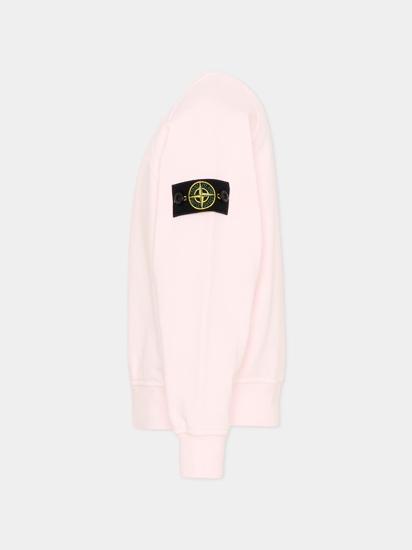 Felpa rosa per bambina con Compass Patch,Stone Island Junior,L1S16 6100015 S0040 - V0080