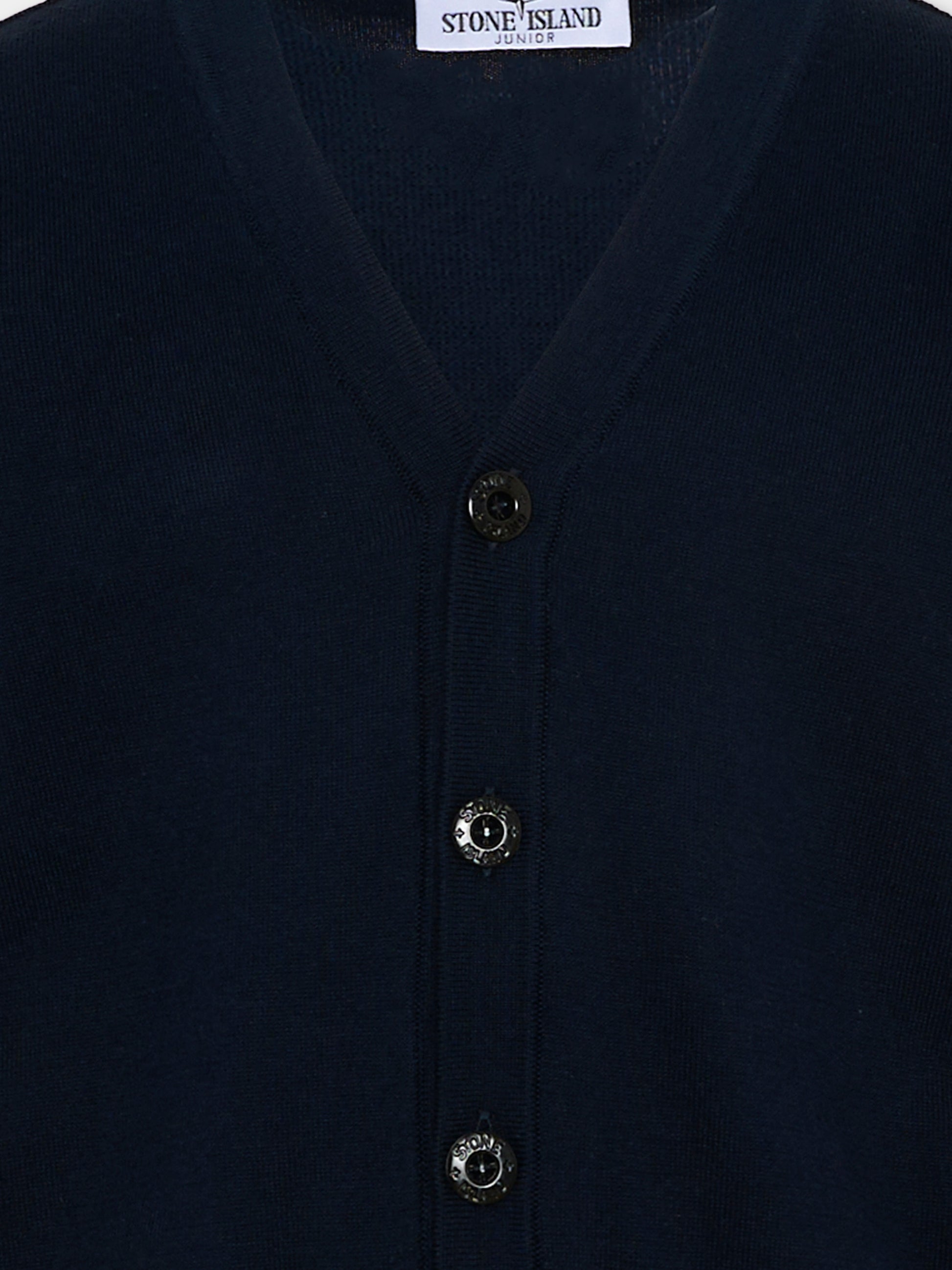 Cardigan blu per bambini con Compass Patch,Stone Island Junior,L1S16 5100003 S00B2 - V0020