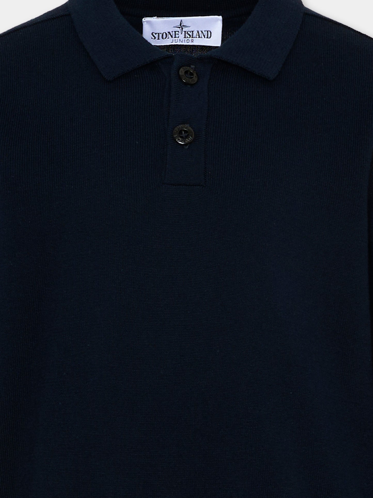 Polo blu per bambino con Compass Patch,Stone Island Junior,L1S16 5100008 S00B2 - V0020