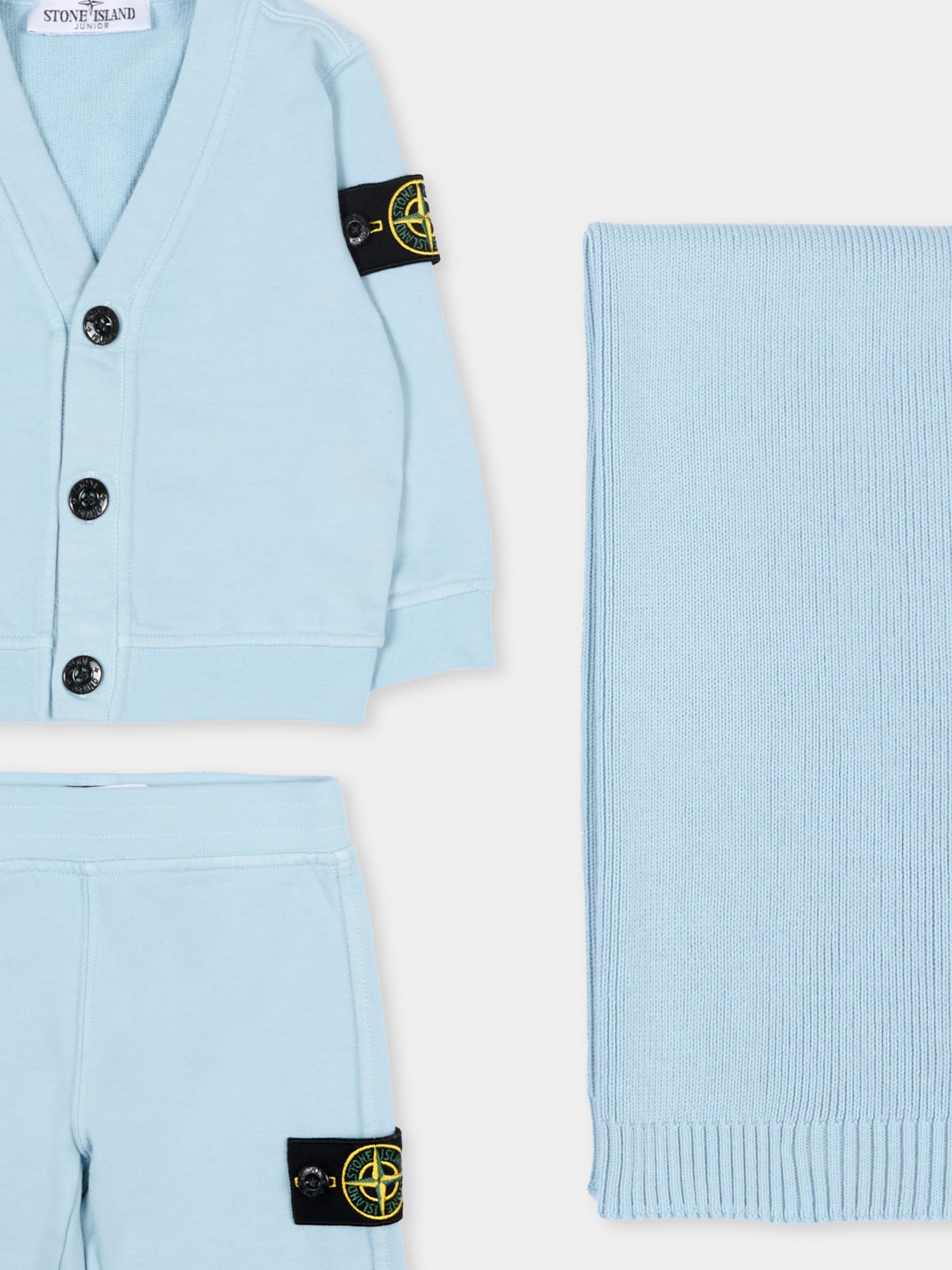 Completo sportivo celeste per neonato con coperta,Stone Island Junior,L1S16 M200001 S0917 - V0041
