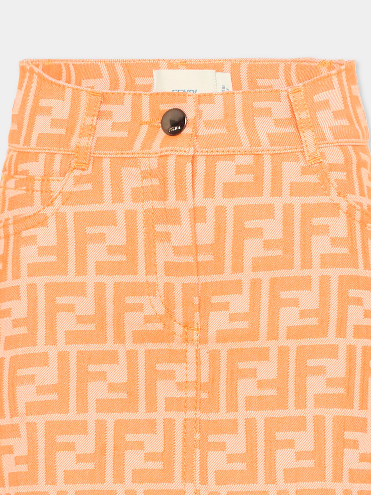 Gonna arancione per bambina con monogram FF,Fendi Kids,JFE203 AVW1 F1JYS