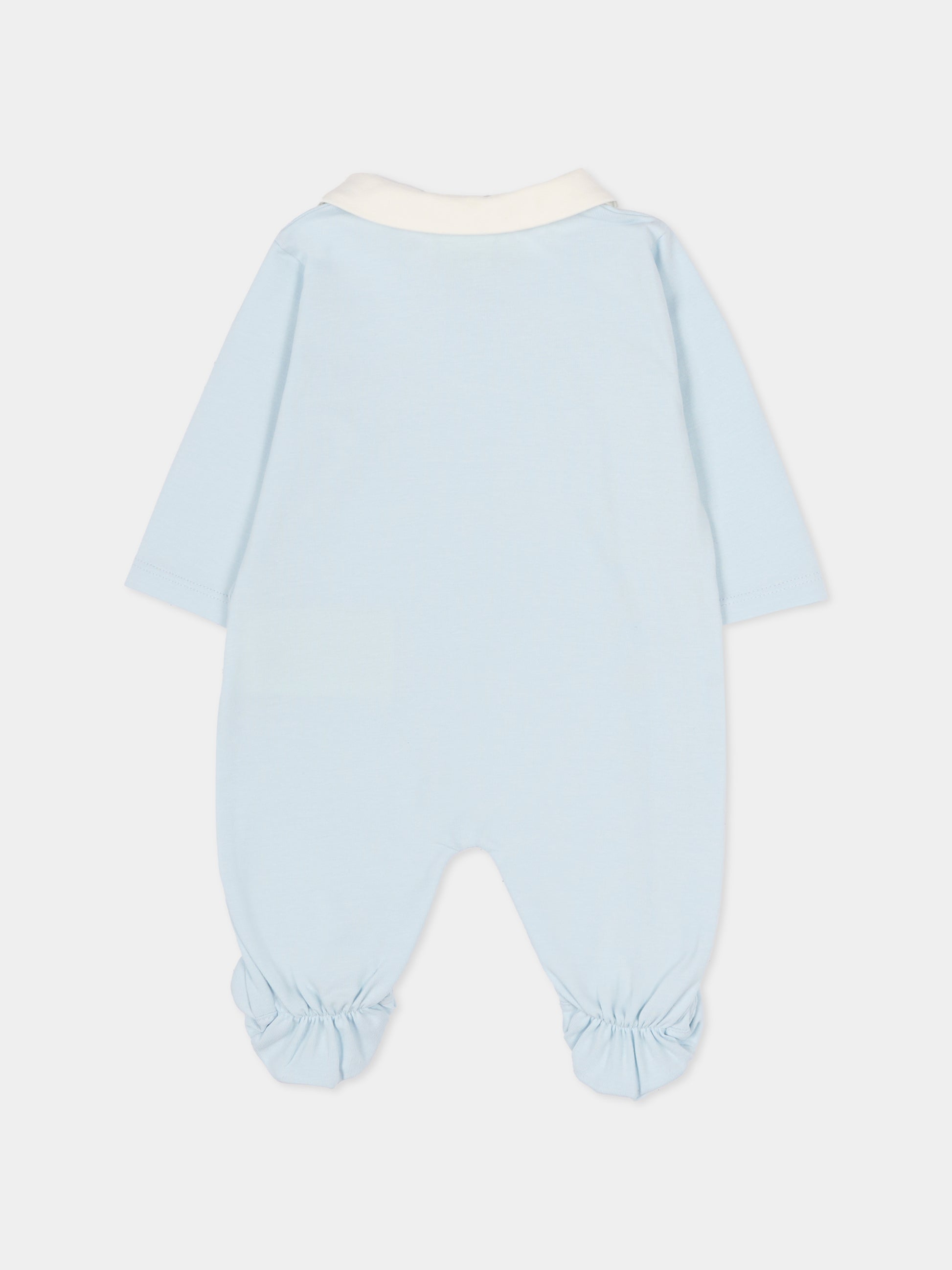 Set tutina celeste per neonato con logo ricamato,Fendi Kids,BUK154 ST8 F19J4