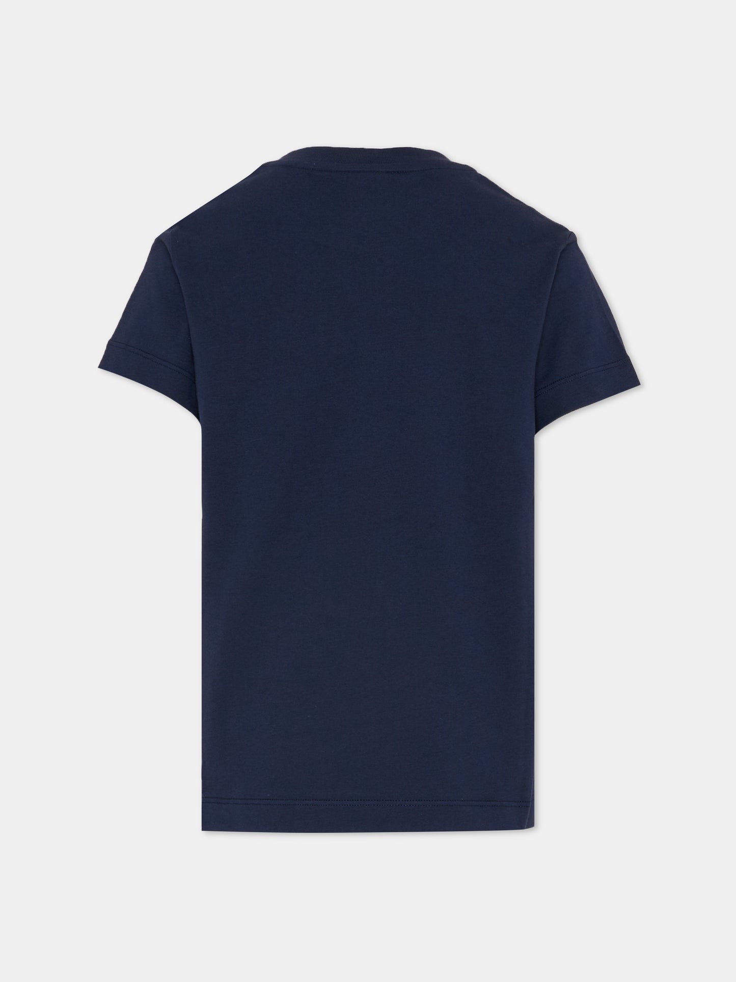 T-shirt blu per bambini con logo,Fendi Kids,JUI202 7AJ F0QG0