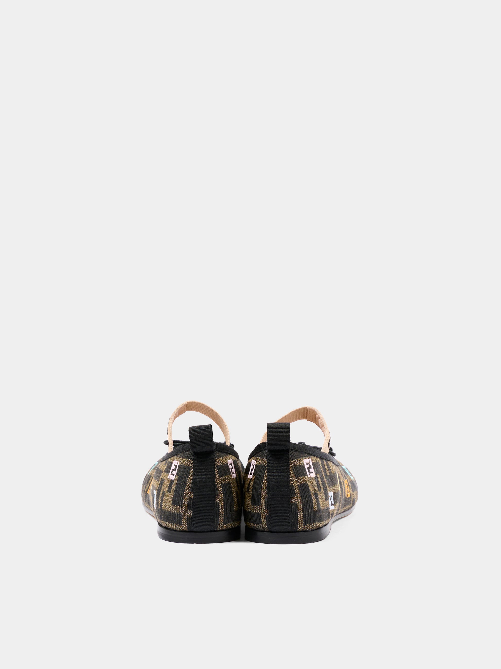 Ballerine marroni per bambina monogram,Fendi Kids,JFR566 AWK2 F1HFI