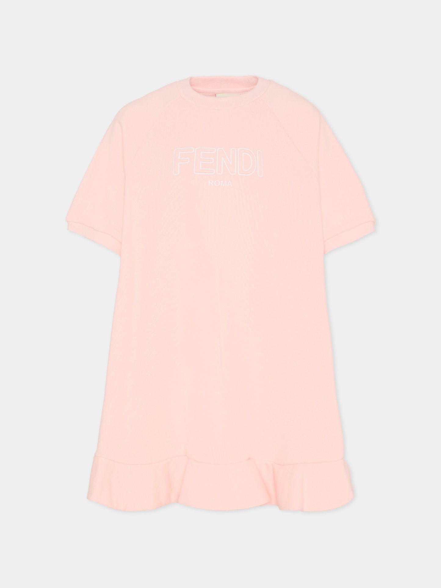 Vestito rosa per bambina con logo,Fendi Kids,JFB836 5V0 F1UL9