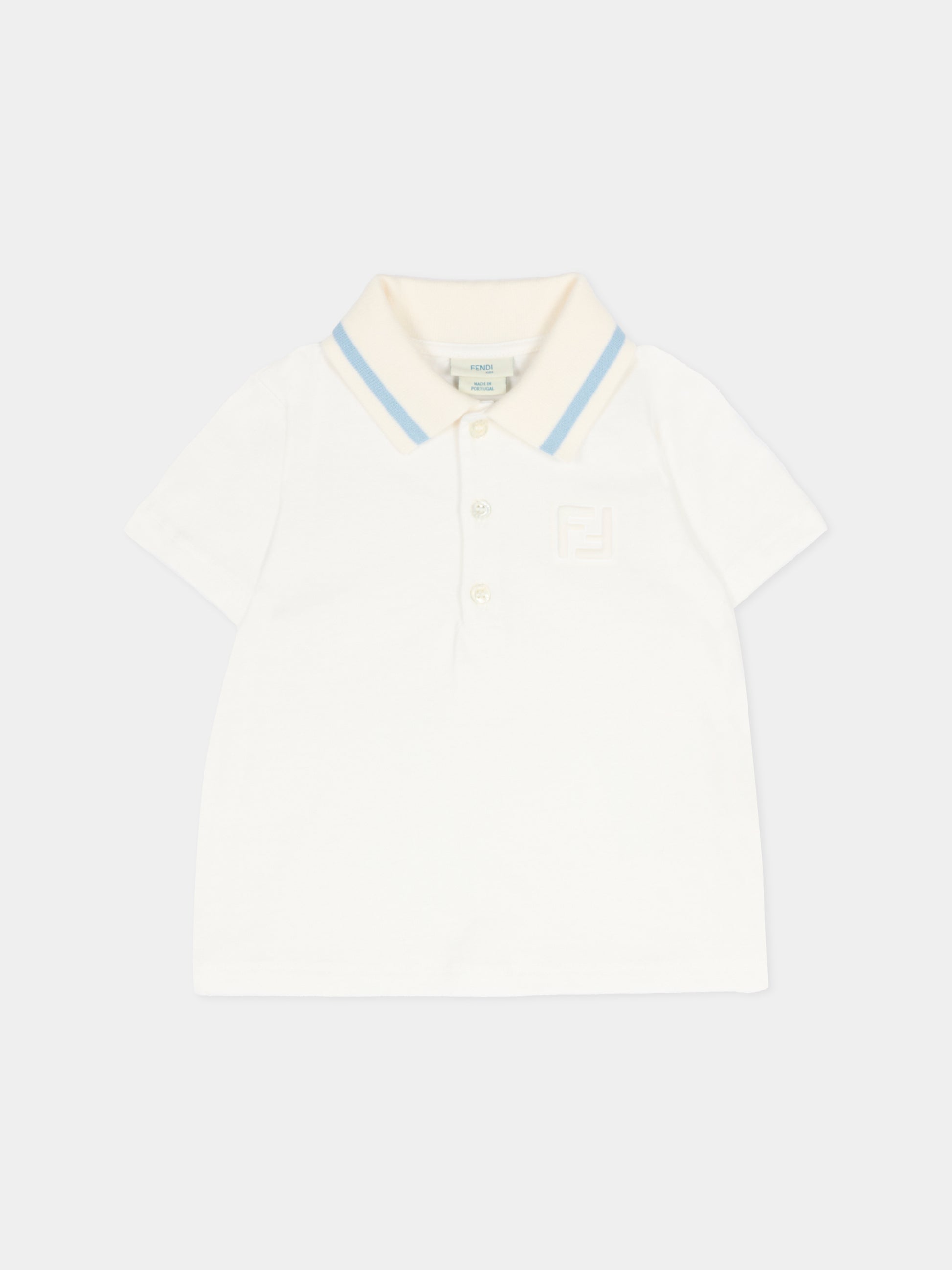 Polo avorio per neonato con FF,Fendi Kids,BMI268 7AJ F0TU9