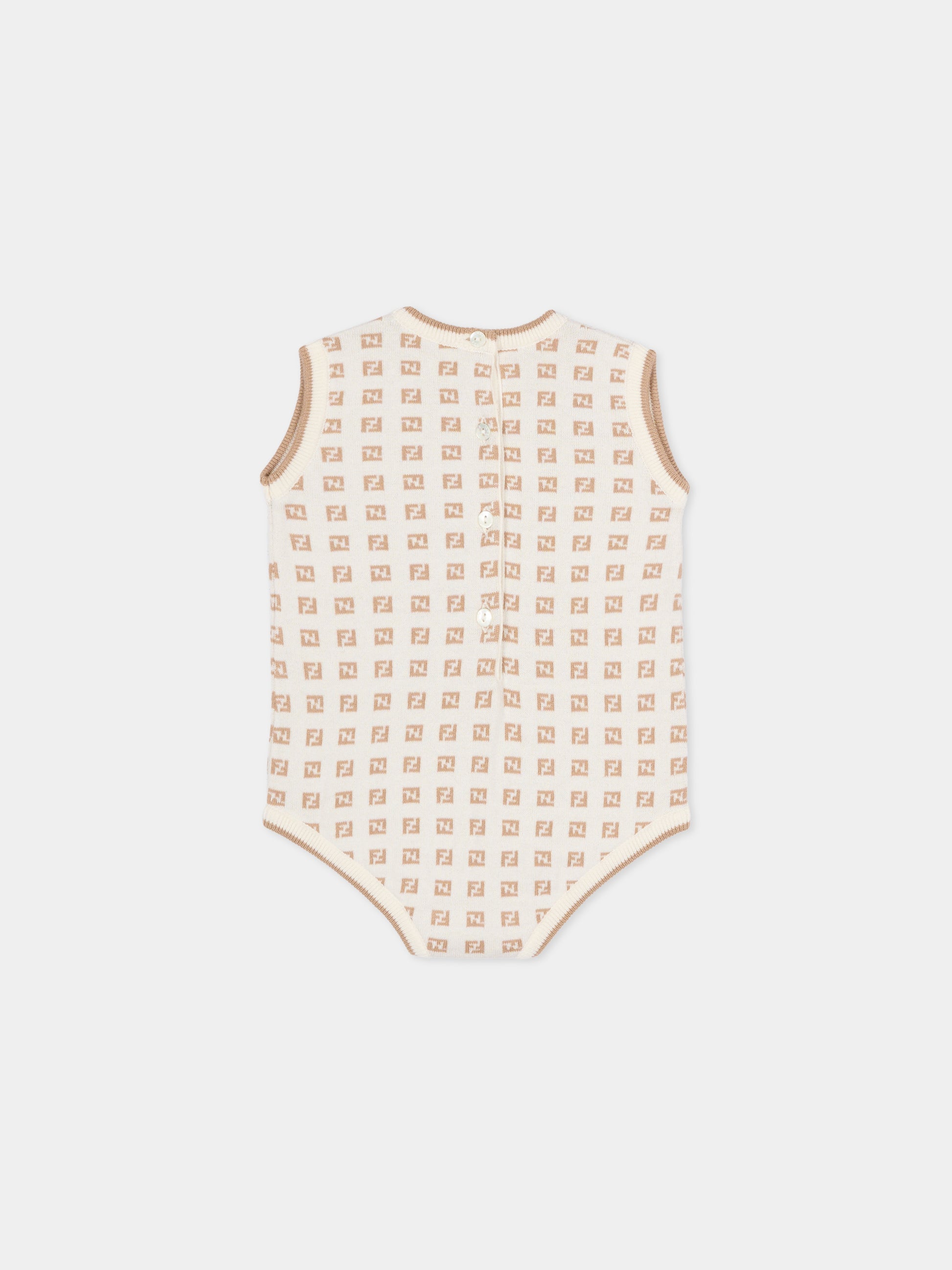 Set body avorio per neonati con FF,Fendi Kids,BUG210 AYMY F1PCP