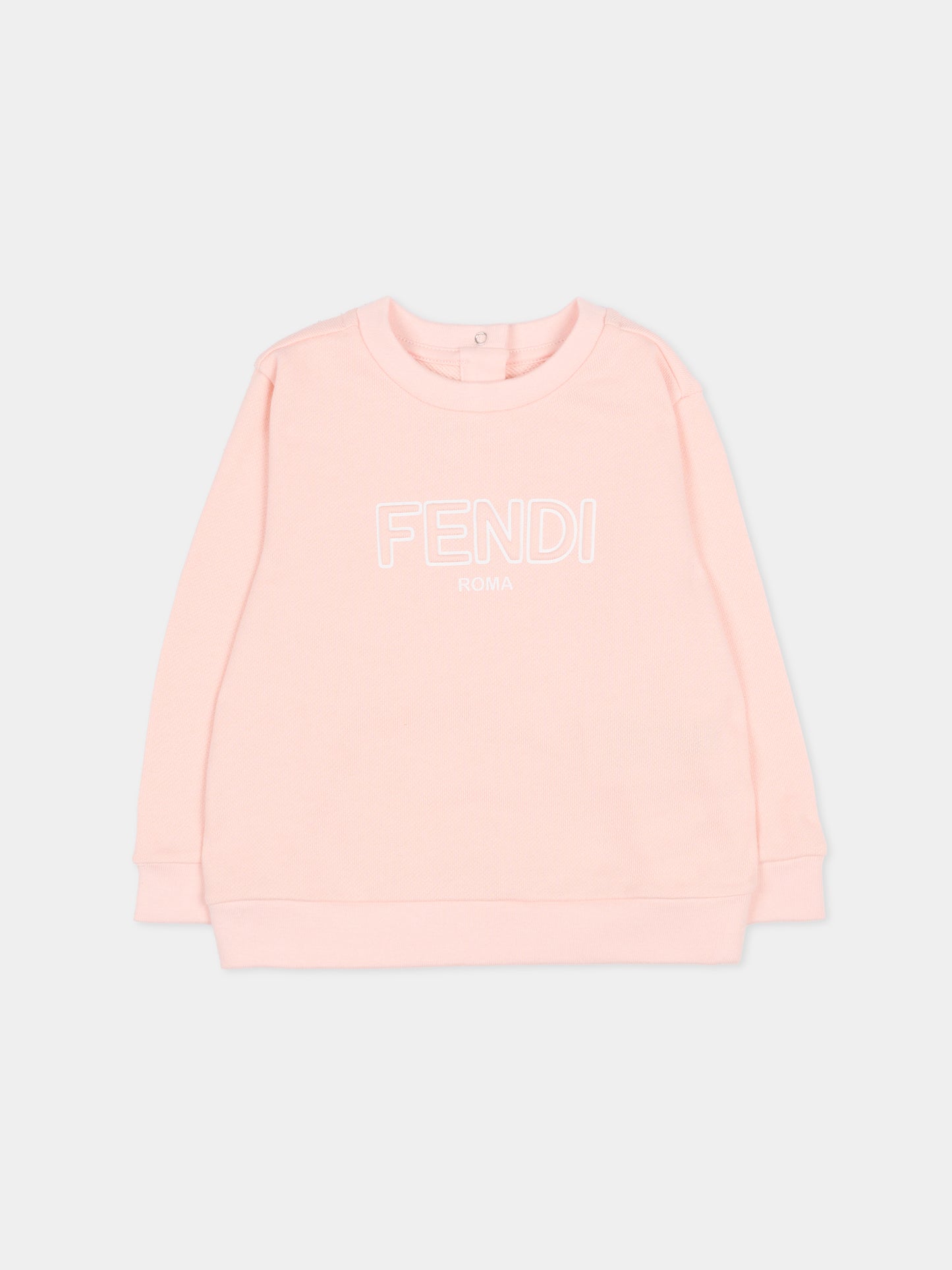 Felpa rosa per neonata con logo,Fendi Kids,BUH089 5V0 F1UL9