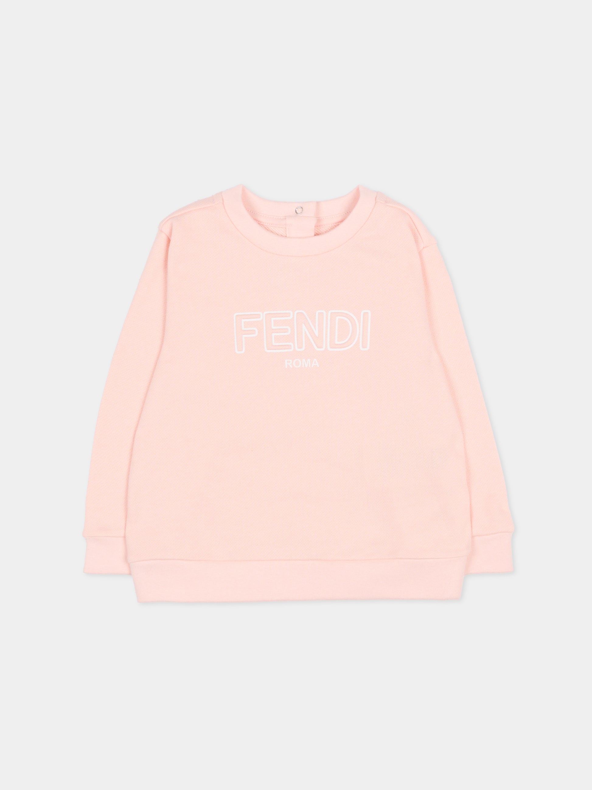 Felpa rosa per neonata con logo,Fendi Kids,BUH089 5V0 F1UL9