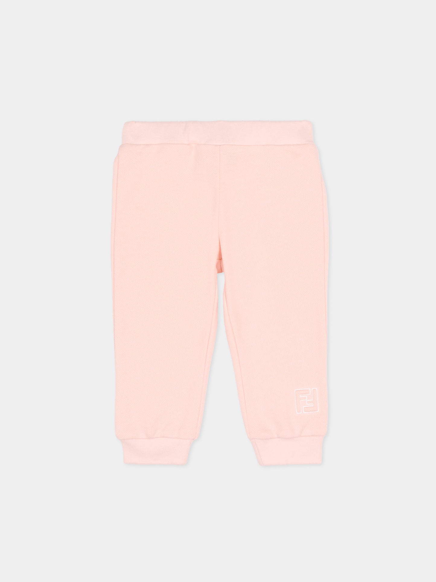 Pantaloni rosa per neonata con FF,Fendi Kids,BUF254 5V0 F1UL9