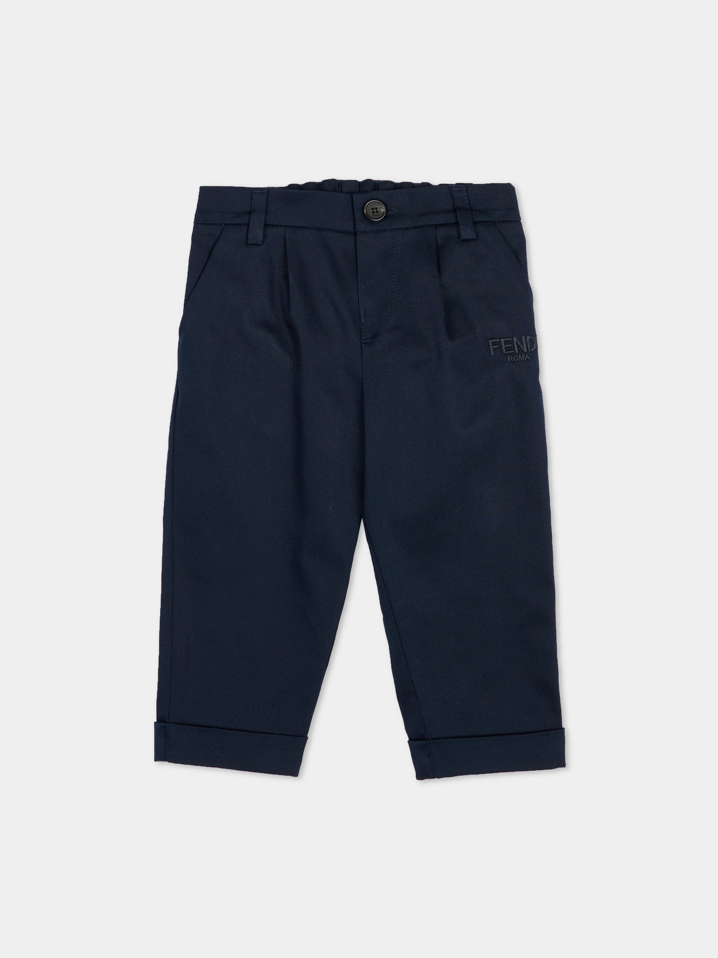 Pantaloni blu per neonato con logo,Fendi Kids,BMF271 AS5Y F0QG0