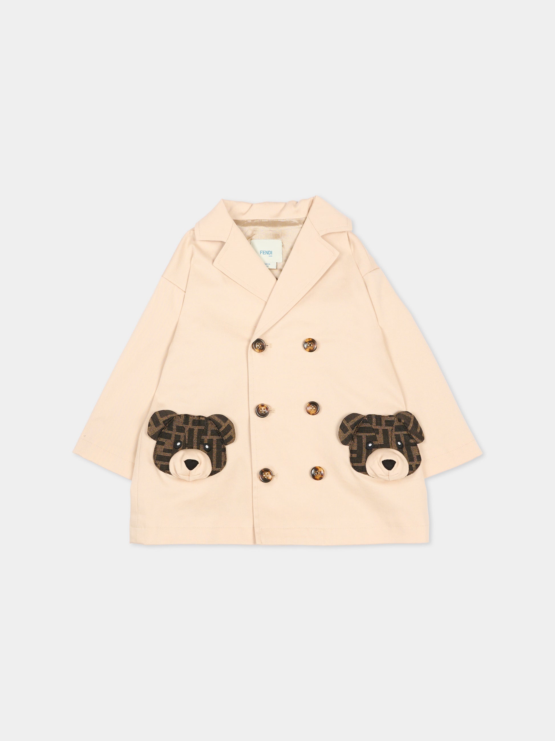 Trench beige per neonati con Fendi Bear,Fendi Kids,BUA117 AS5Y F1P2N