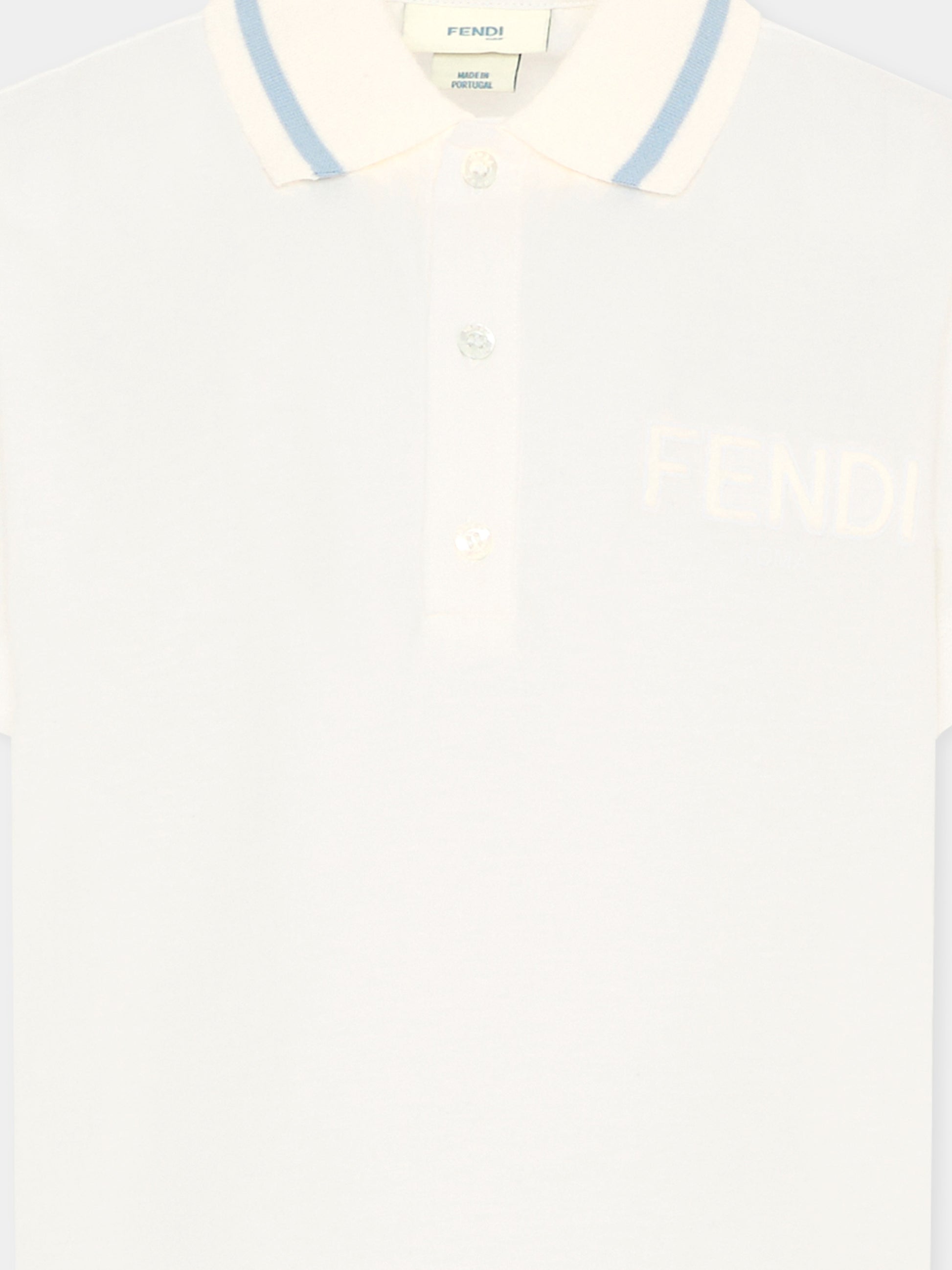 Polo avorio per bambino con logo,Fendi Kids,JMI496 7AJ F0TU9