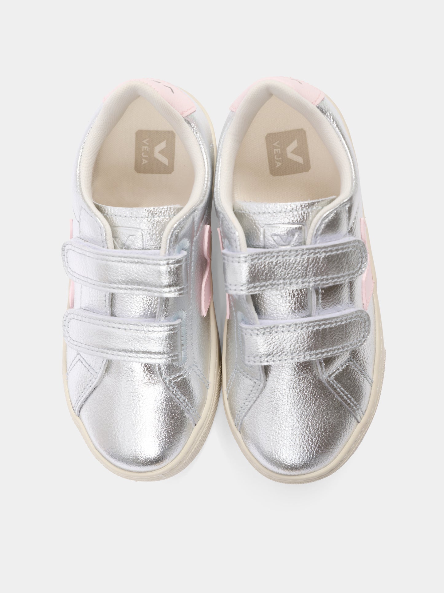 Sneakers basse argento per bambina con logo,Veja,SV0521493C