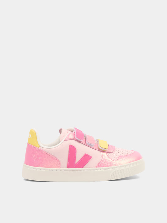 Sneakers basse rosa per bambina con logo,Veja,CV0521502C