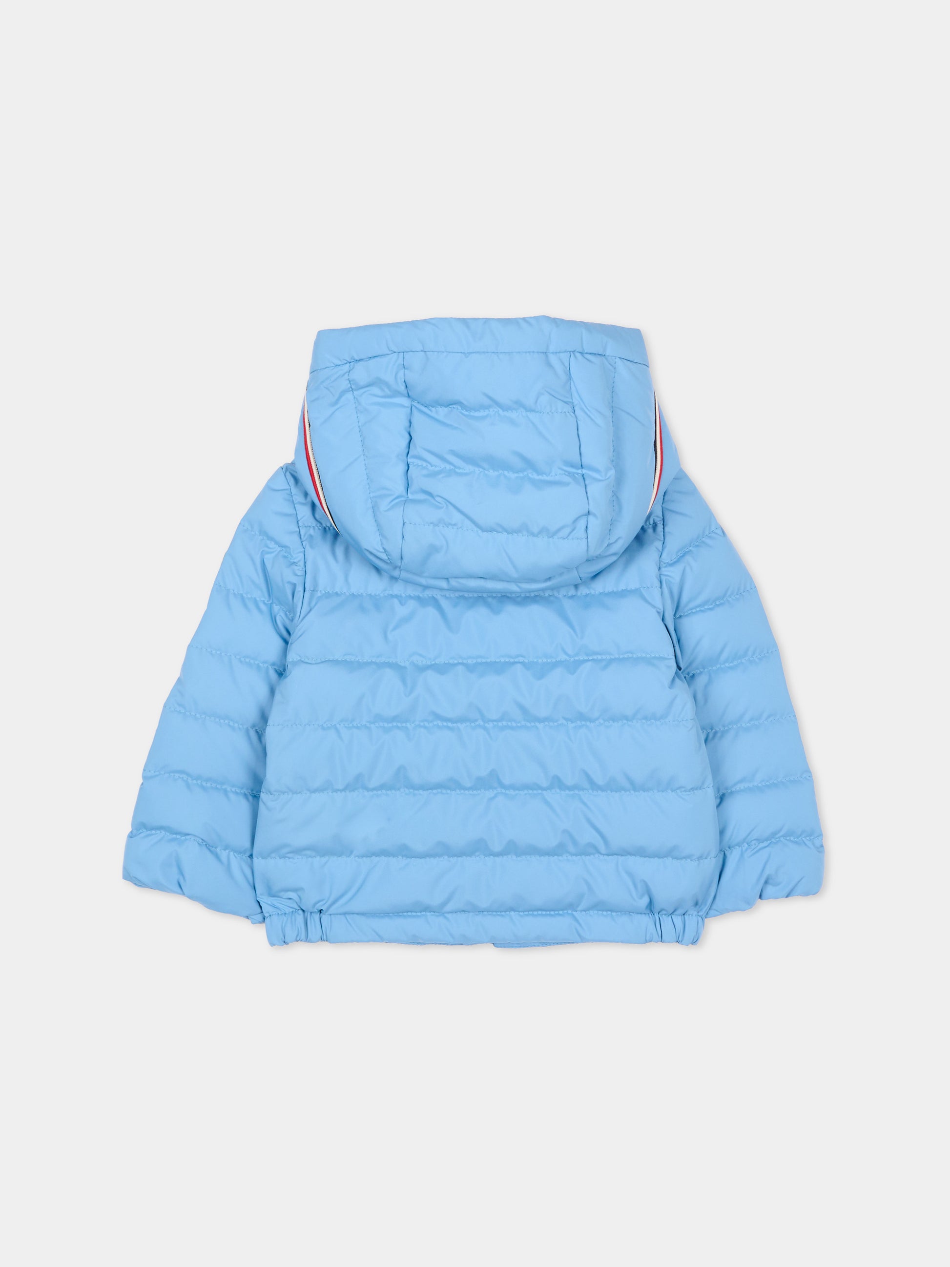Piumino azzurro per neonato con logo,Moncler Kids,L1951 1A00024 597YW 70Q