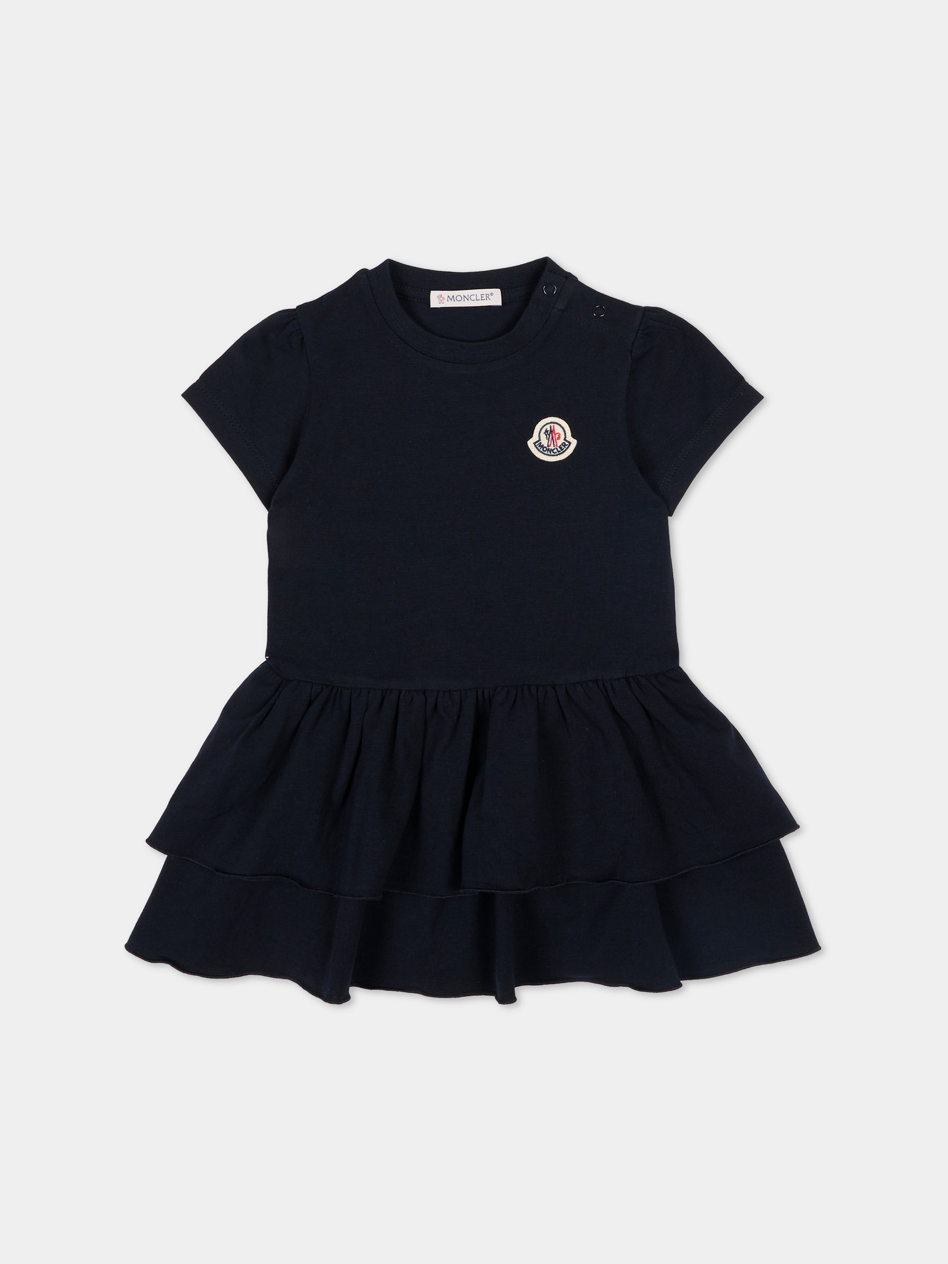 Vestito blu per neonata con logo,Moncler Kids,L1951 8I00004 89AUM 778
