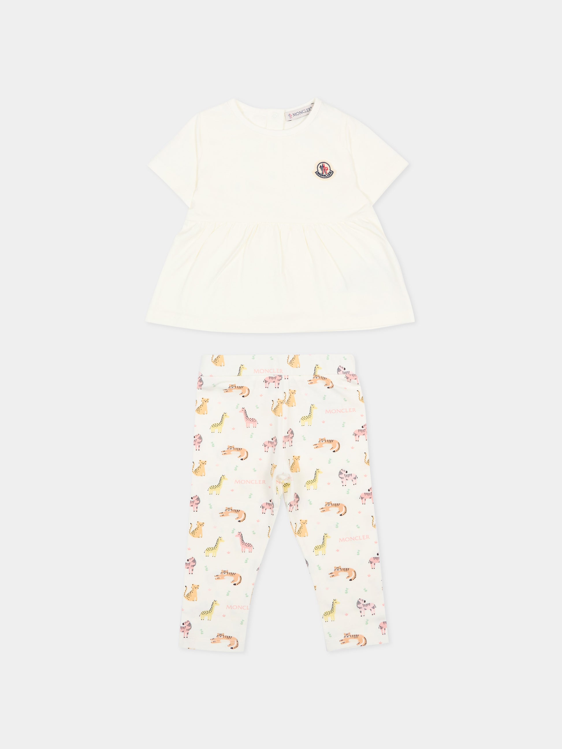 Completo multicolor per neonata con animali,Moncler Kids,L1951 8M00007 89BB5 F00