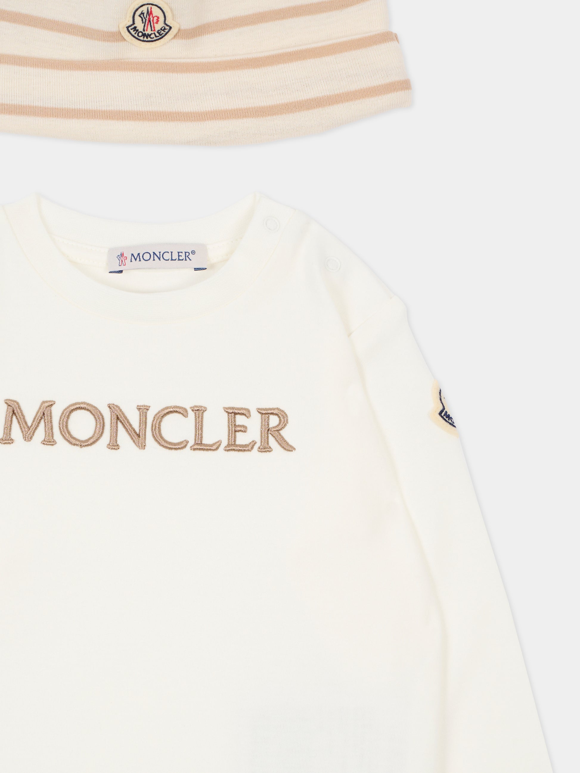 Completo nascita multicolor per neonati con logo beige,Moncler Kids,L1951 8P00001 89BA2 F20