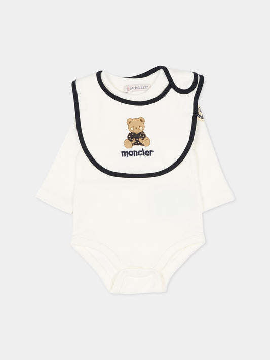 Set body avorio per neonati con orsetto,Moncler Kids,L1951 8P00003 8392E F07