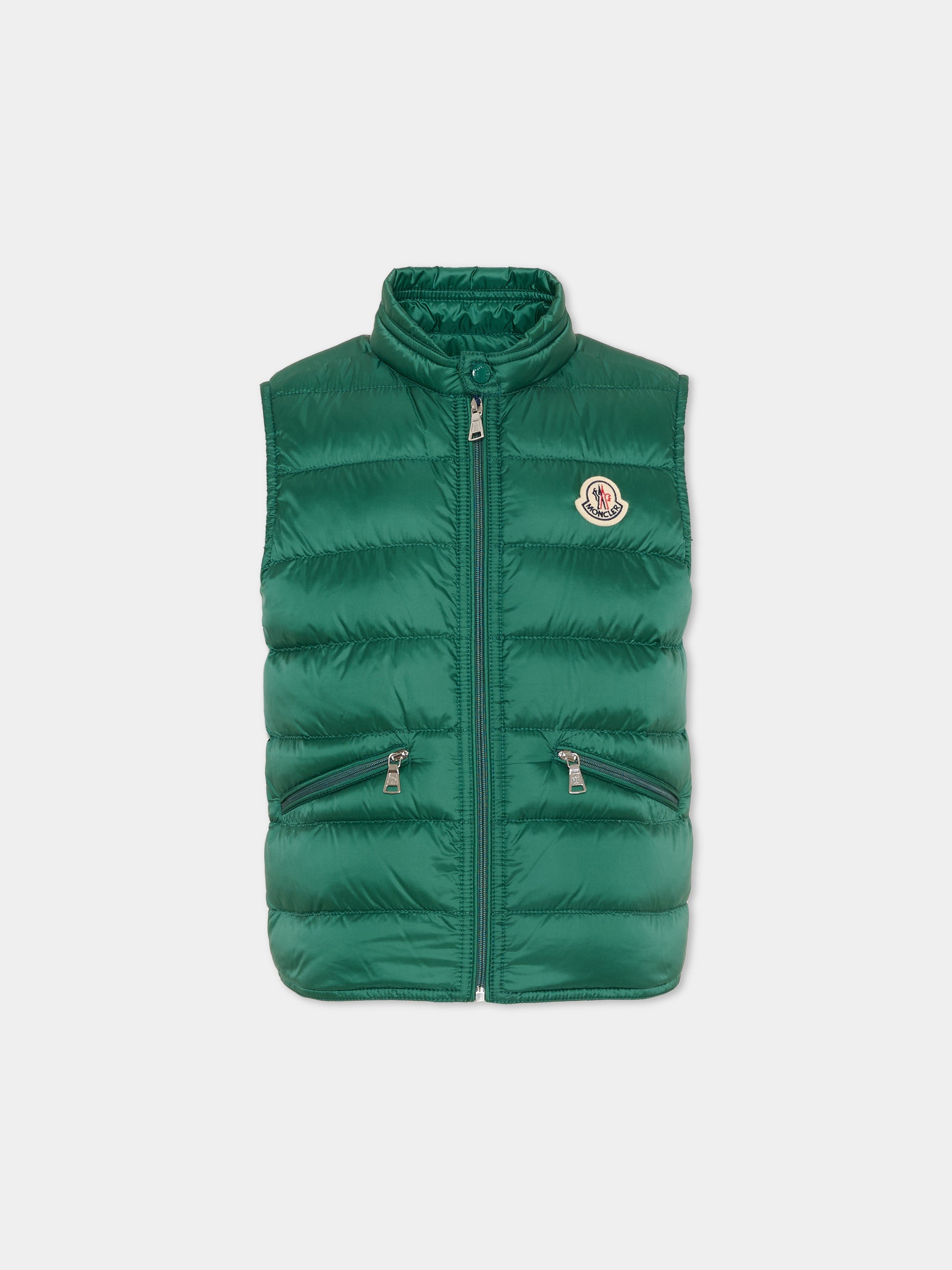 Gilet Gui verde per bambino con logo,Moncler Kids,L1954 1A00034 597YF 84L