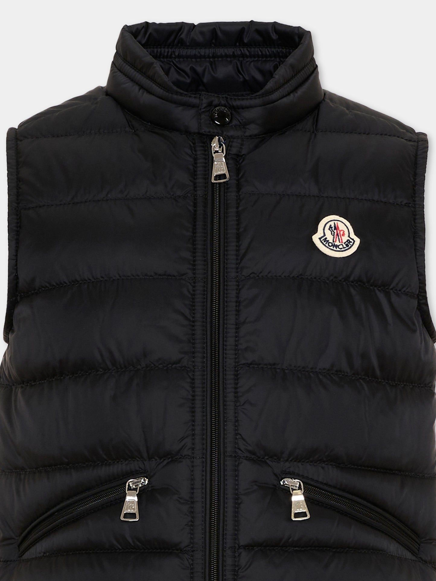 Gilet noir Gui pour garçon avec logo,Moncler Kids,L1954 1A00034 597YF 999