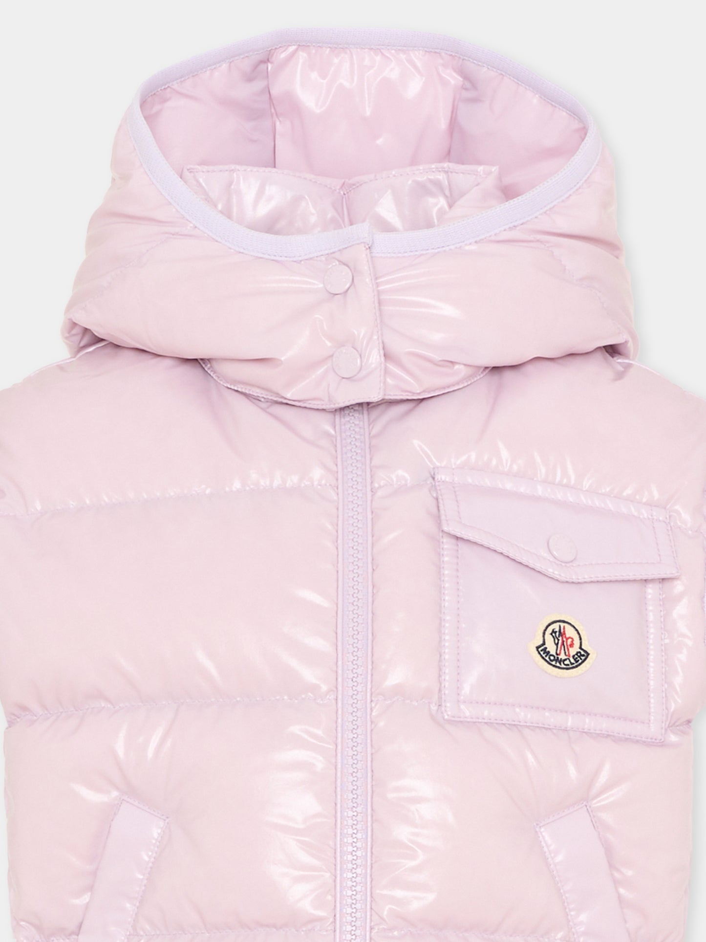Gilet Kamile lilla per bambina con logo,Moncler Kids,L1954 1A00041 597EU 509