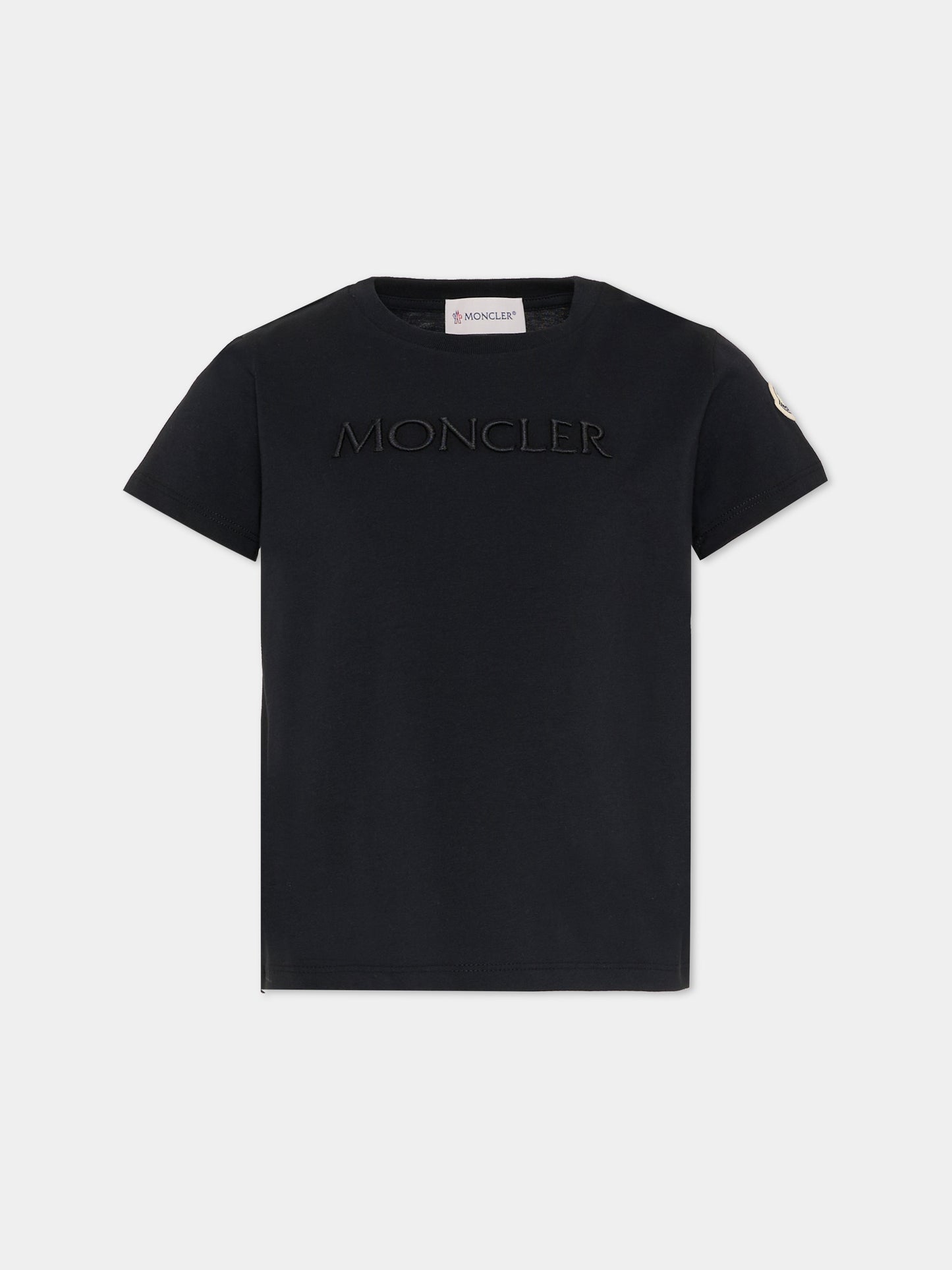 T-shirt nera per bambina con logo,Moncler Kids,L1954 8C00009 89AT9 999