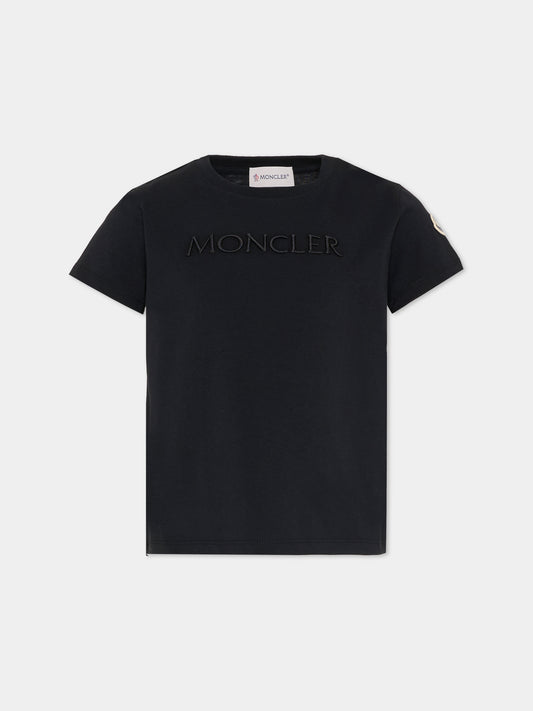 T-shirt nera per bambina con logo,Moncler Kids,L1954 8C00009 89AT9 999