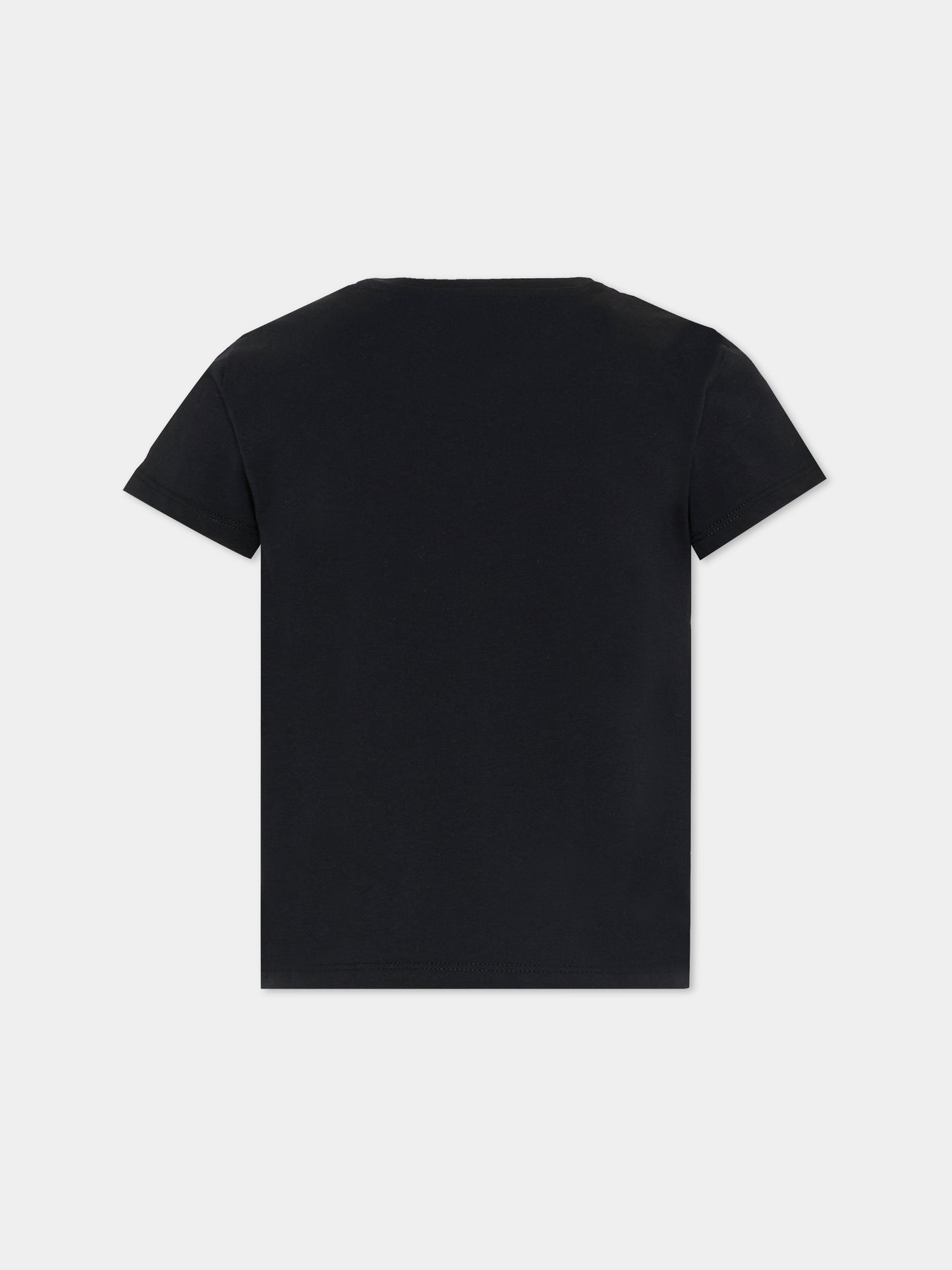 T-shirt nera per bambina con logo,Moncler Kids,L1954 8C00009 89AT9 999