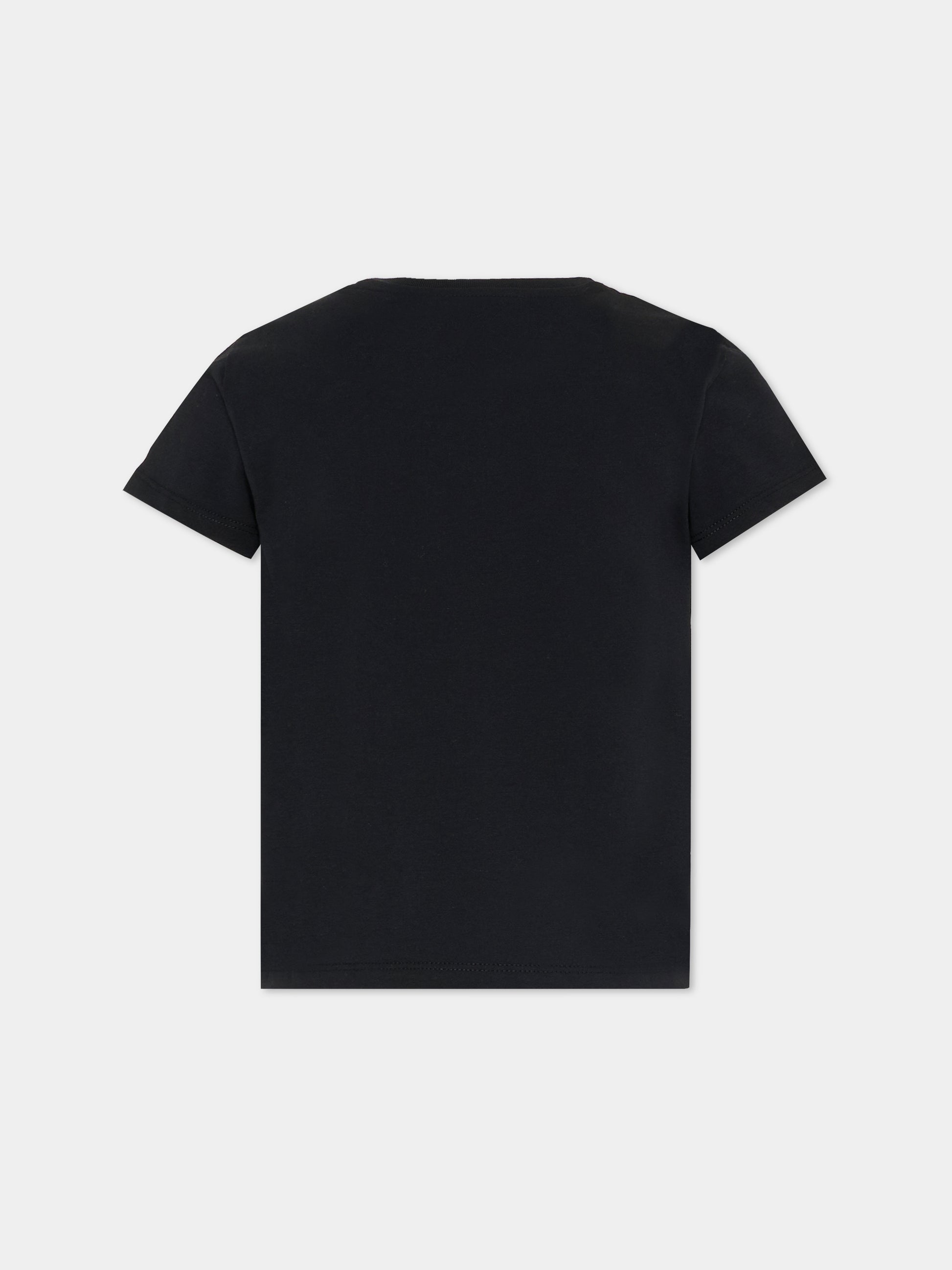 T-shirt nera per bambina con logo,Moncler Kids,L1954 8C00009 89AT9 999