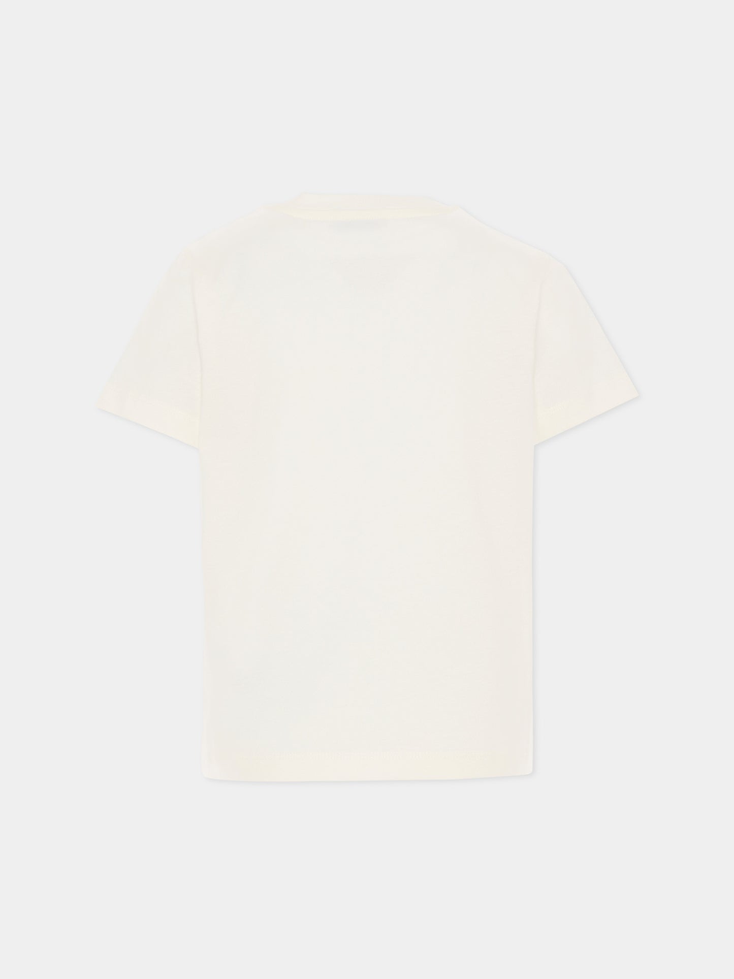 T-shirt avorio per bambini con logo,Moncler Kids,L1954 8C00010 89AFV 034