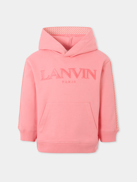 Felpa rosa per bambina con logo,Lanvin Petite,N30224 49C