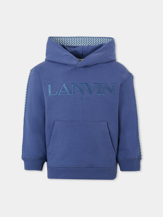 Felpa blu per bambino con logo,Lanvin Petite,N30224 80W